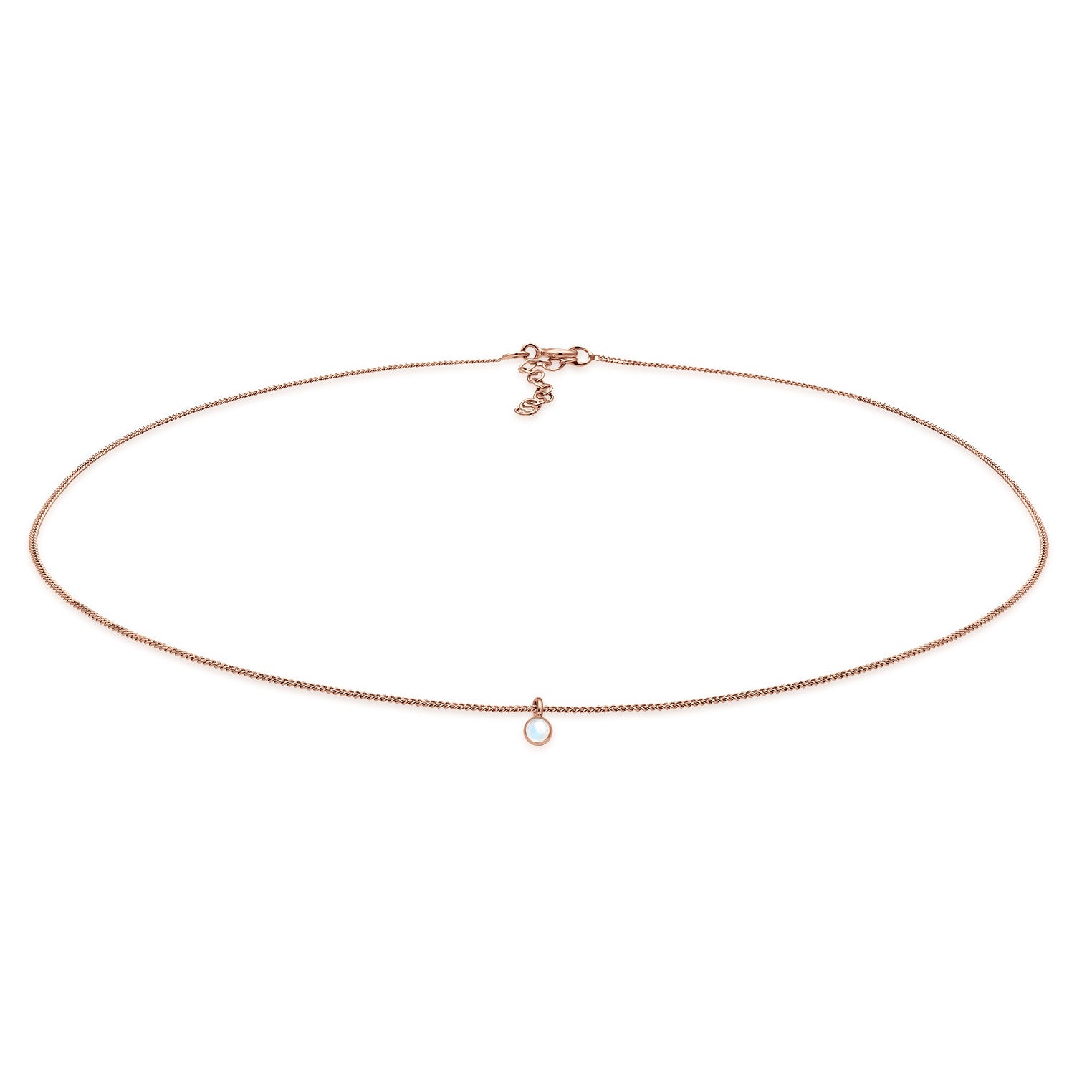 Roségold - Elli | Choker | Mondstein (Weiß) | 925 Sterling Silber Rosegold