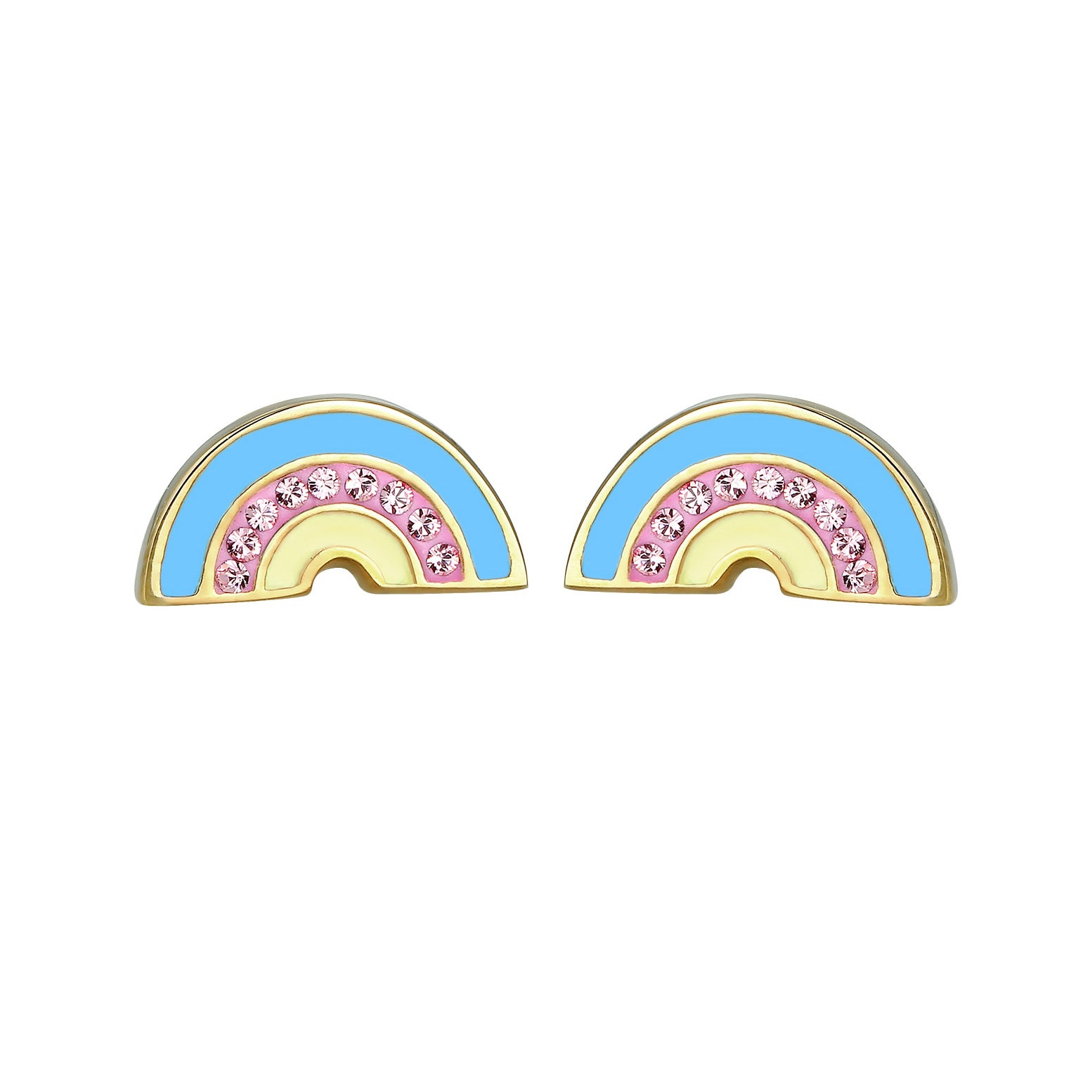Gold - Elli | Ohrring Regenbogen | Kristall ( Rosa ) | 925 Sterling Silber vergoldet