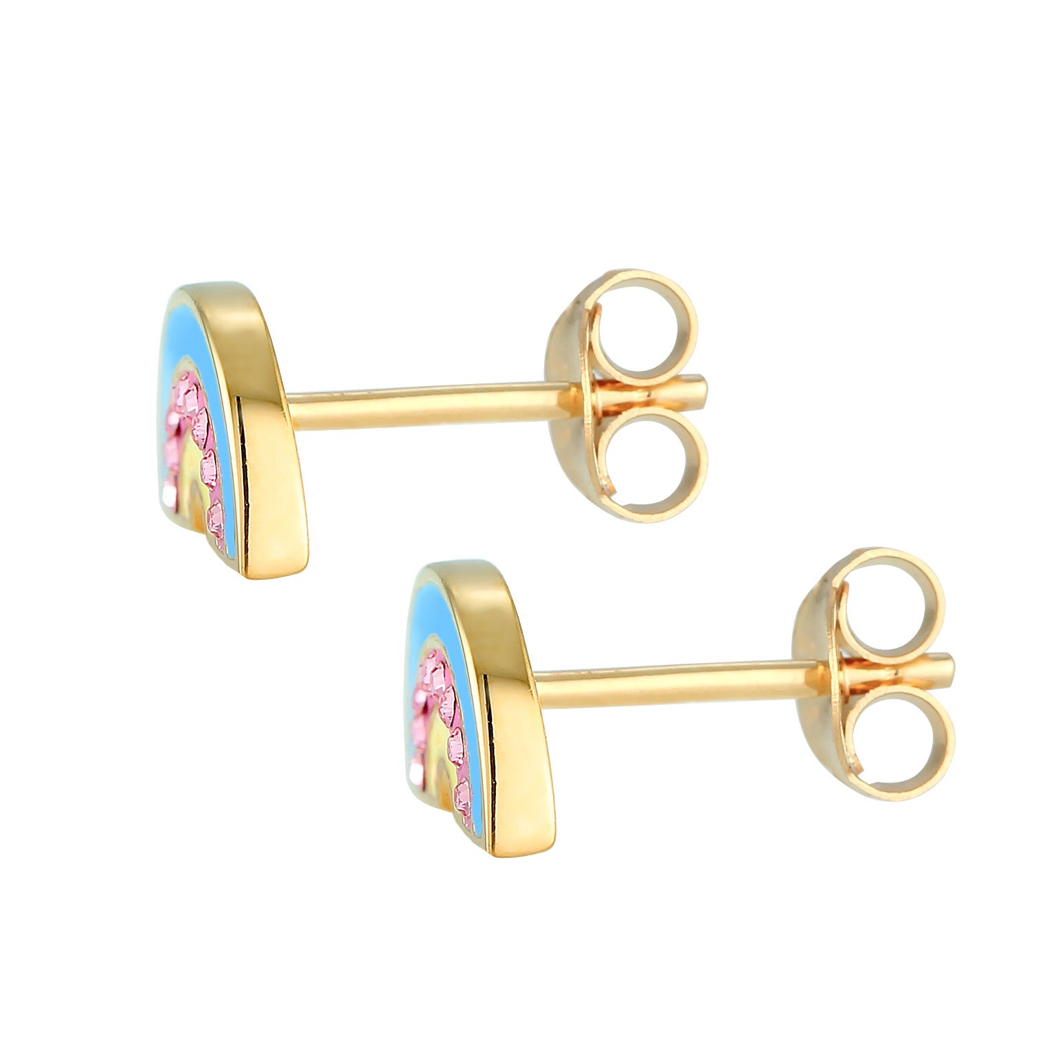 Gold - Elli | Ohrring Regenbogen | Kristall ( Rosa ) | 925 Sterling Silber vergoldet