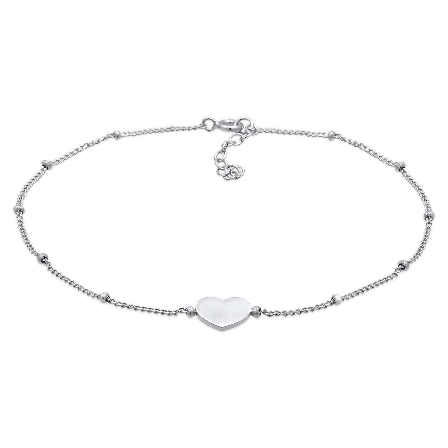 Silber - Elli | Kugel-Fußkettchen Herz | 925er Sterling Silber