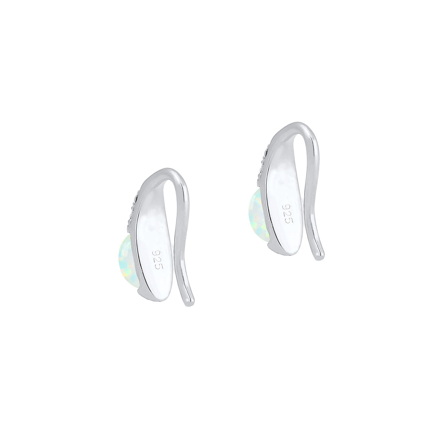 Silber - Elli PREMIUM | Ohrstecker | Opal ( Weiß ) | 925er Sterling Silber