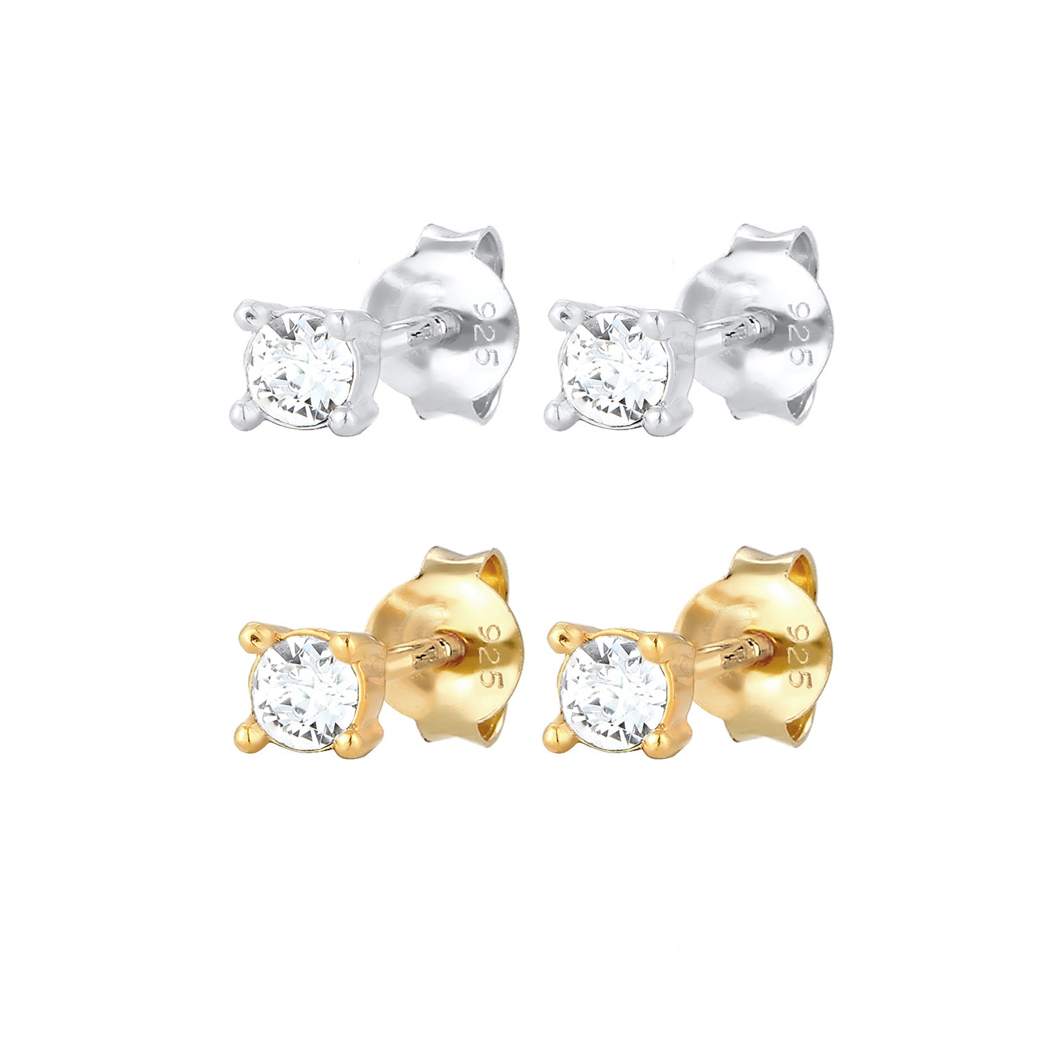 Gold - Elli | Ohrringset | Mit Kristallen von Swarovski® (Weiß) | 925 Sterling Silber vergoldet