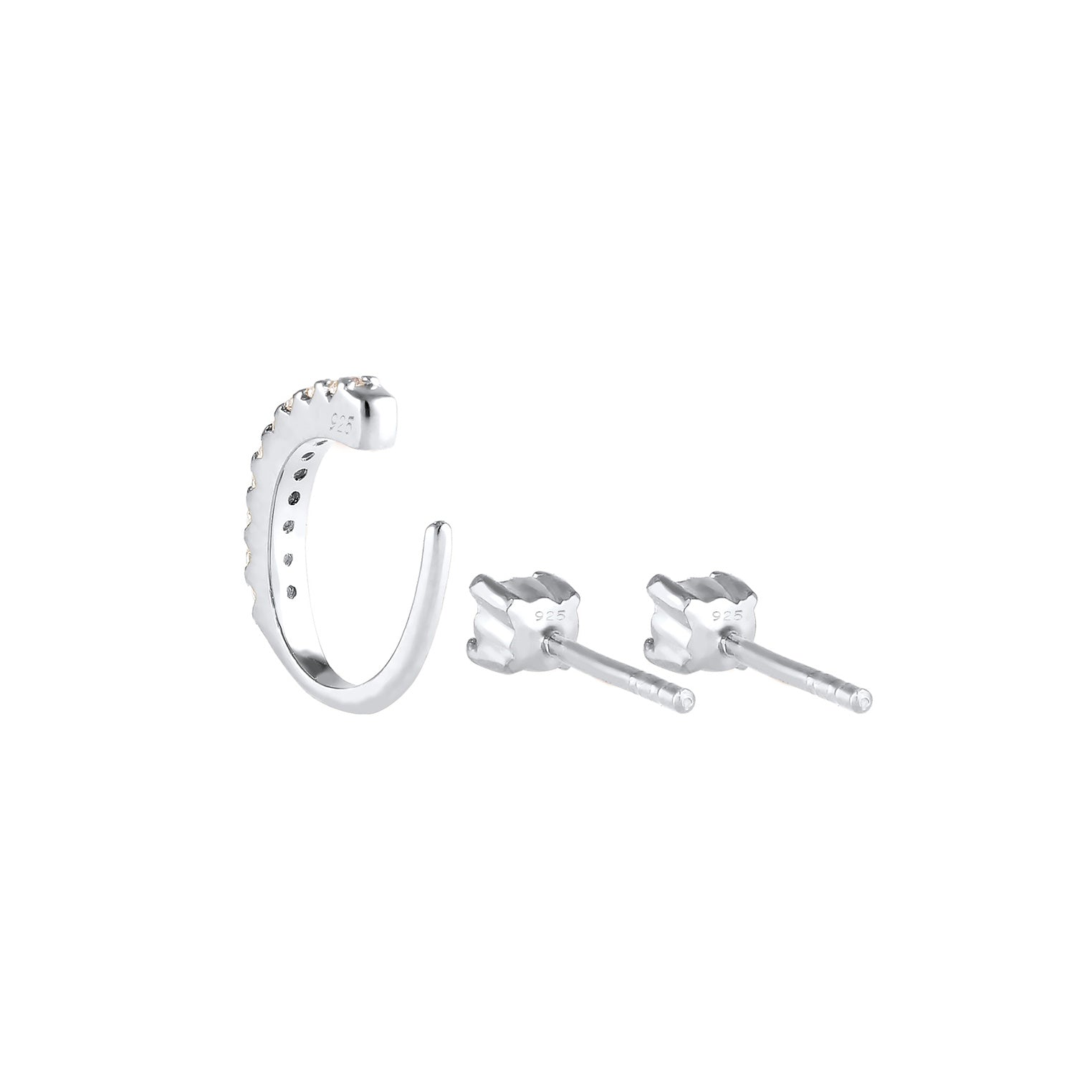 Silber - Elli | Ohrringset | Zirkonia ( Weiß ) | 925er Sterling Silber