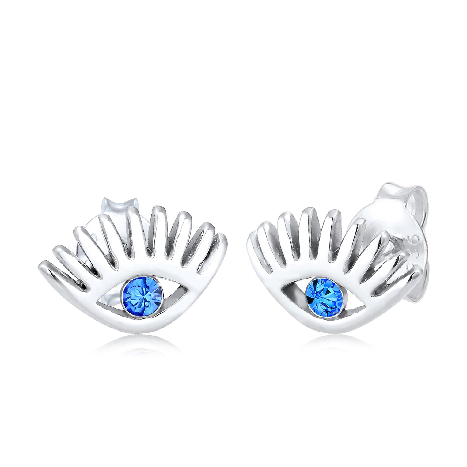 Silber - Elli | Ohrstecker Evil Eye | Kristall ( Blau ) | 925er Sterling Silber