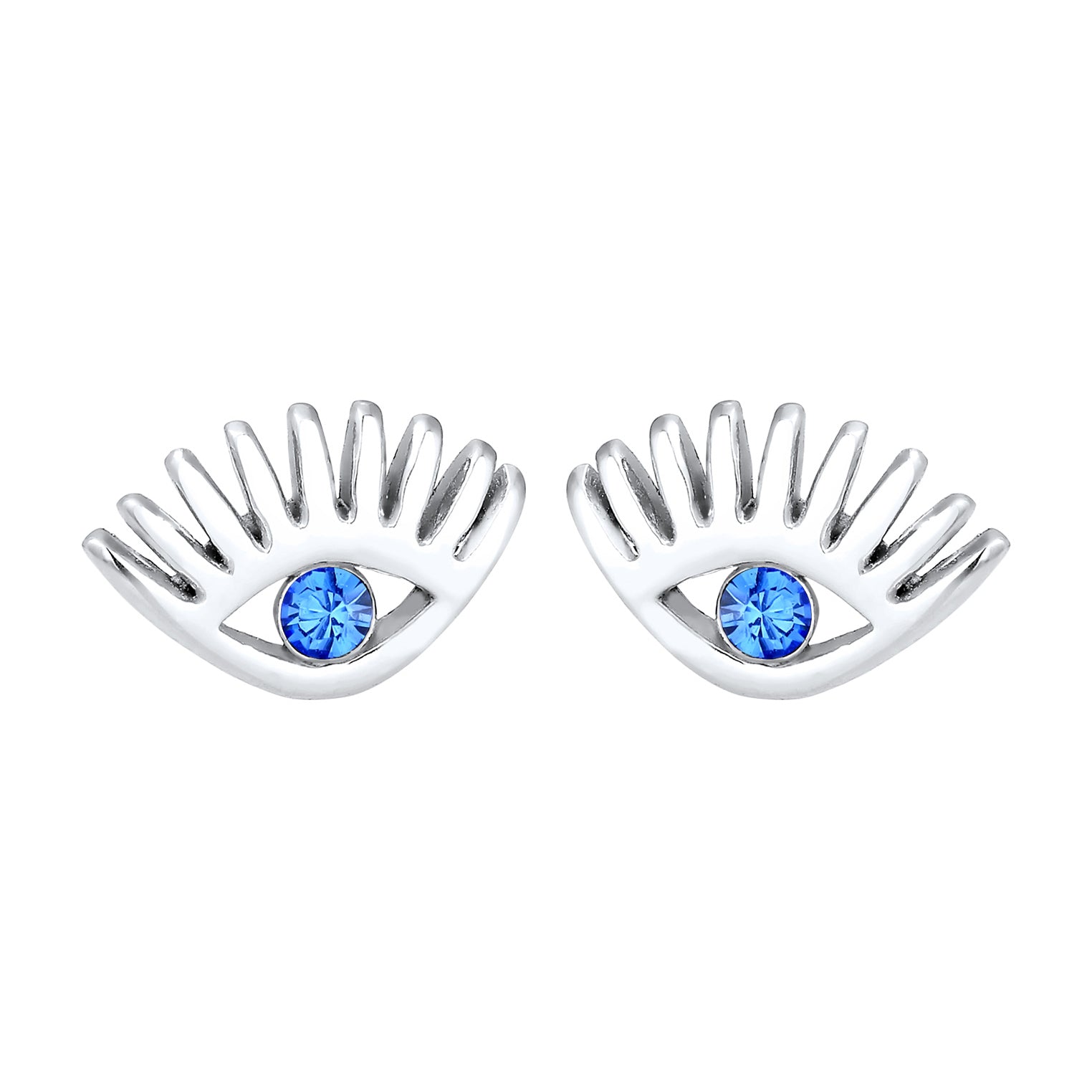 Silber - Elli | Ohrstecker Evil Eye | Kristall ( Blau ) | 925er Sterling Silber