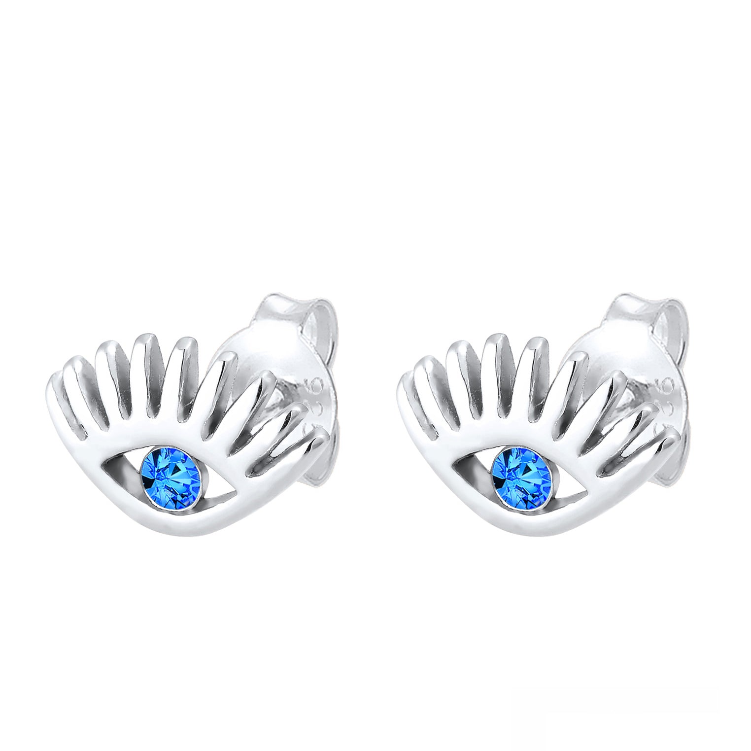 Silber - Elli | Ohrstecker Evil Eye | Kristall ( Blau ) | 925er Sterling Silber