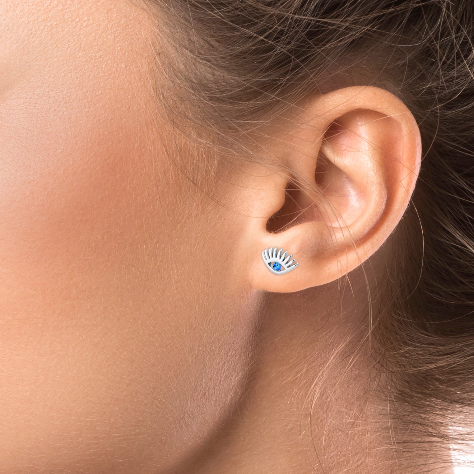 Silber - Elli | Ohrstecker Evil Eye | Kristall ( Blau ) | 925er Sterling Silber