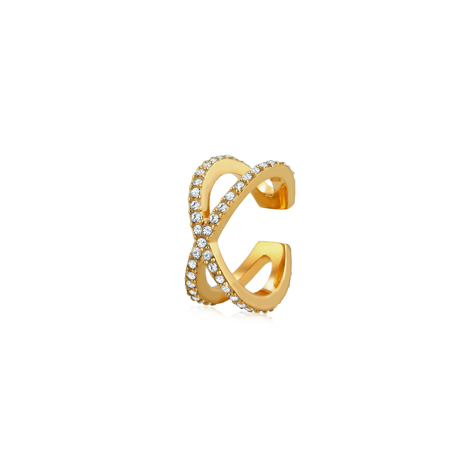 Gold - Elli | Single Earcuff | Kristall | 925 Sterling Silber vergoldet