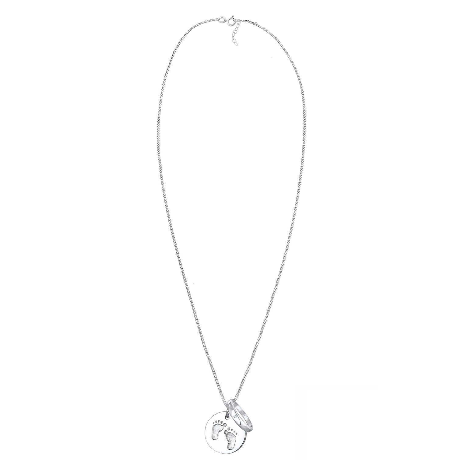 Silber - Elli | Taufring | Kristall (Weiß) | Babyfuß | 925er Silber