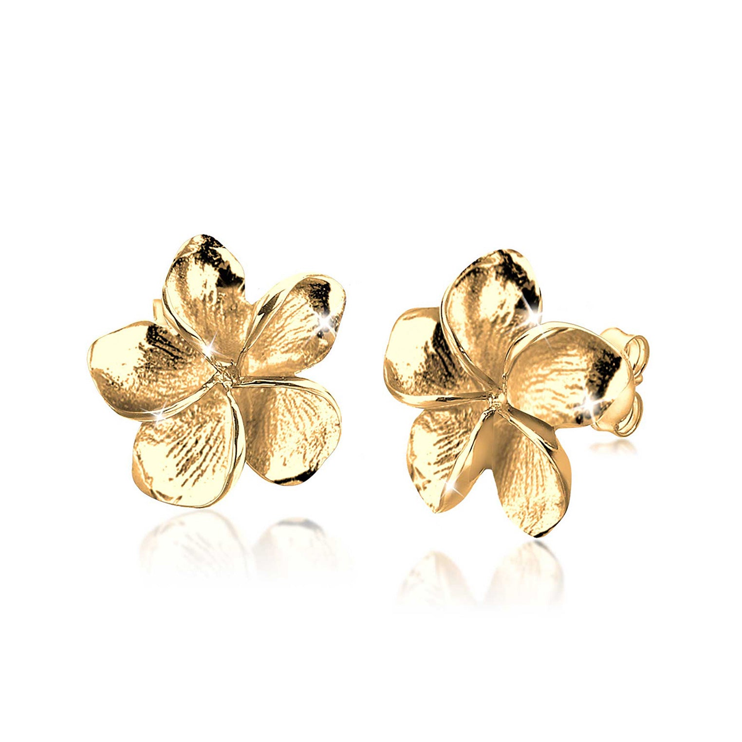 Gold - Elli | Ohrstecker Frangipani Blüte | 925 Sterling Silber vergoldet