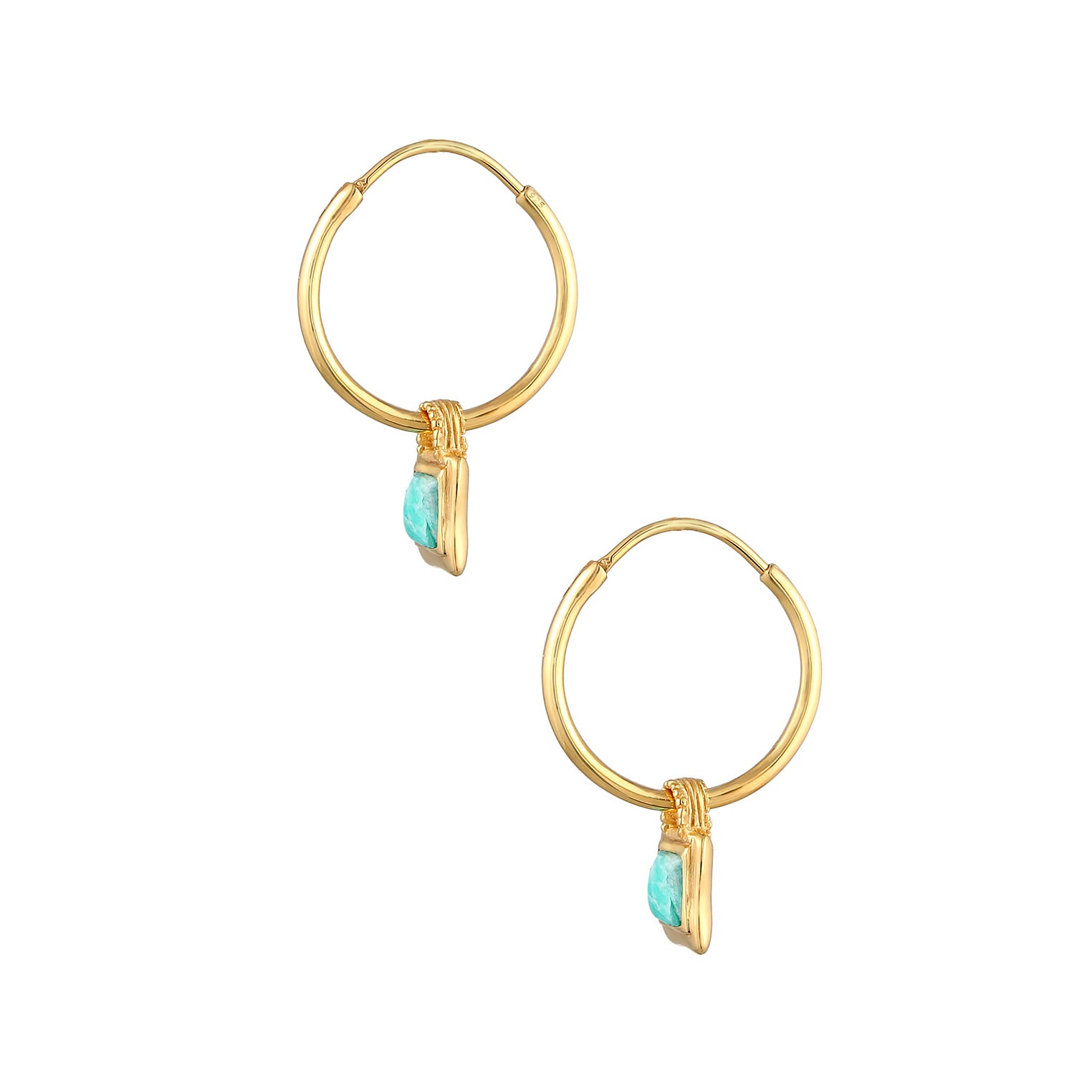 Gold - Elli PREMIUM | Creole | Amazonit ( Blau ) | 925 Sterling Silber vergoldet