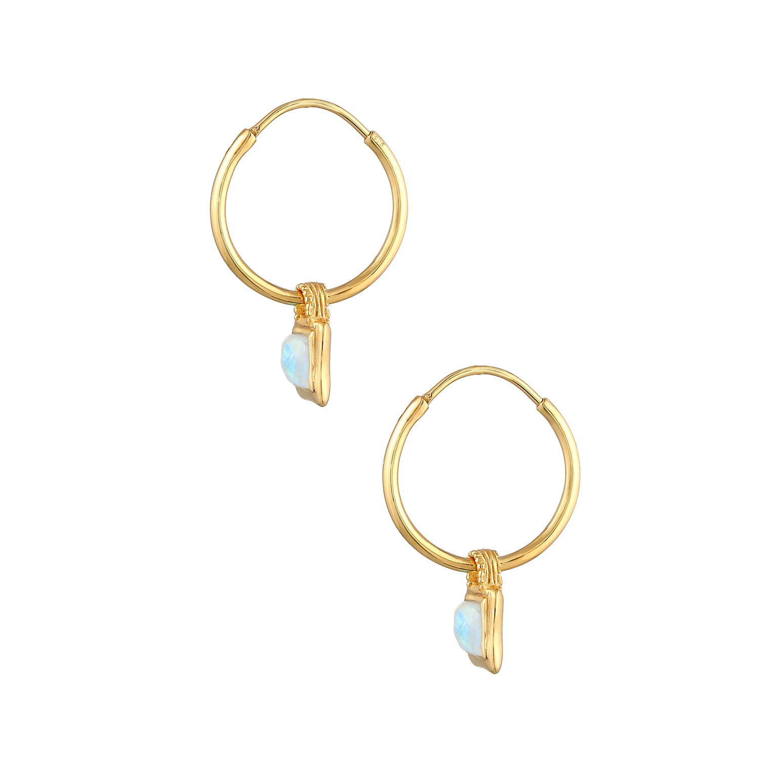 Gold - Elli PREMIUM | Creole | Mondstein ( Weiß ) | 925 Sterling Silber vergoldet