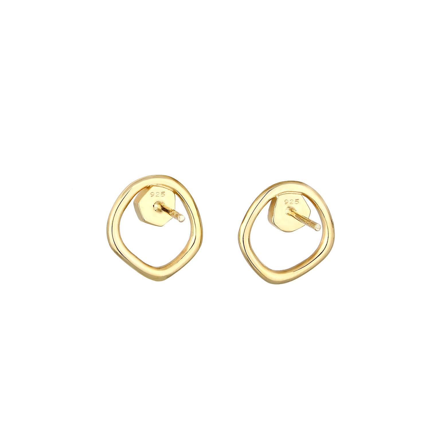 Gold - Elli PREMIUM | Ohrstecker Kreis | Mondstein ( Weiß ) | 925 Sterling Silber vergoldet