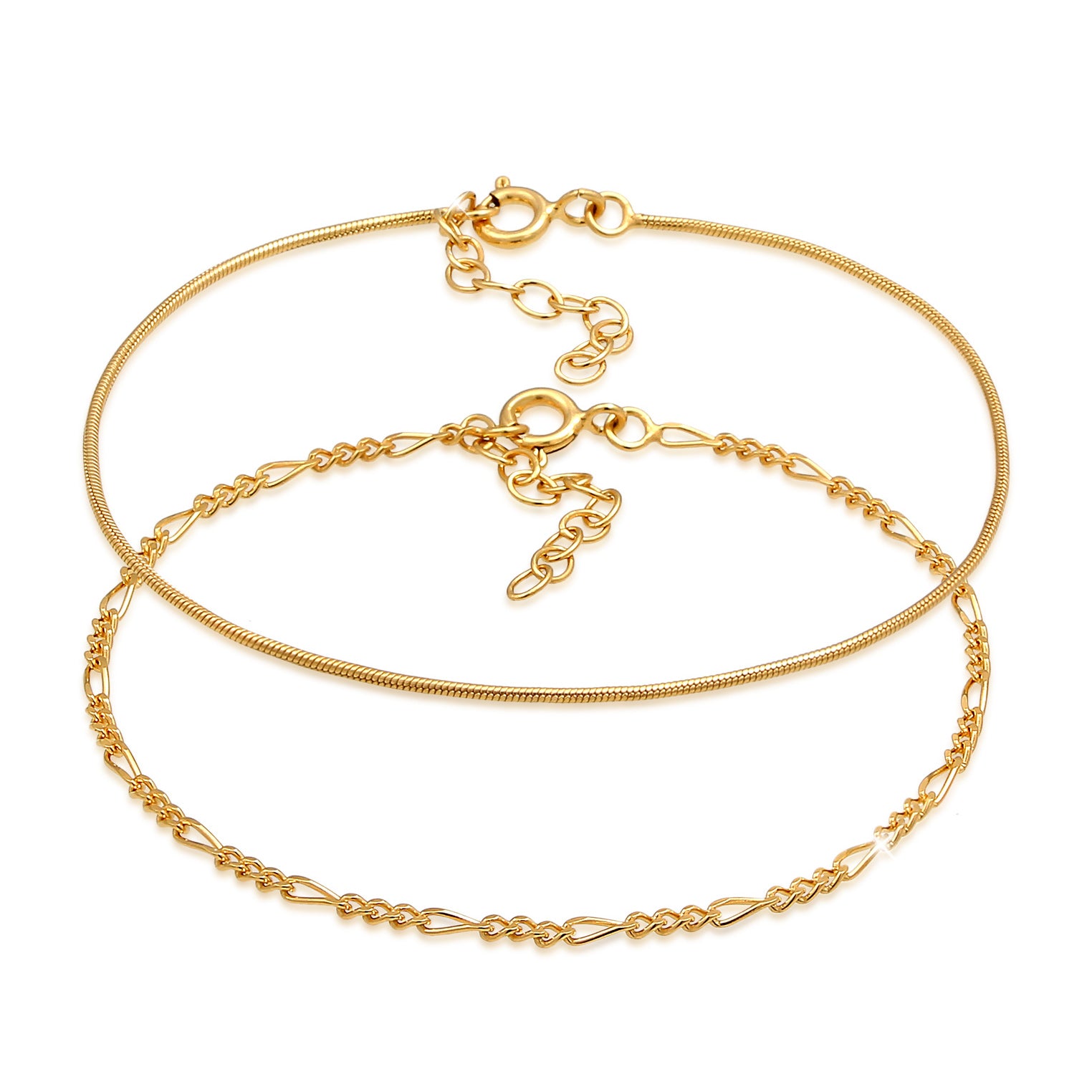 Gold - Elli | Schlangen-Armbandset | 925 Sterling Silber vergoldet