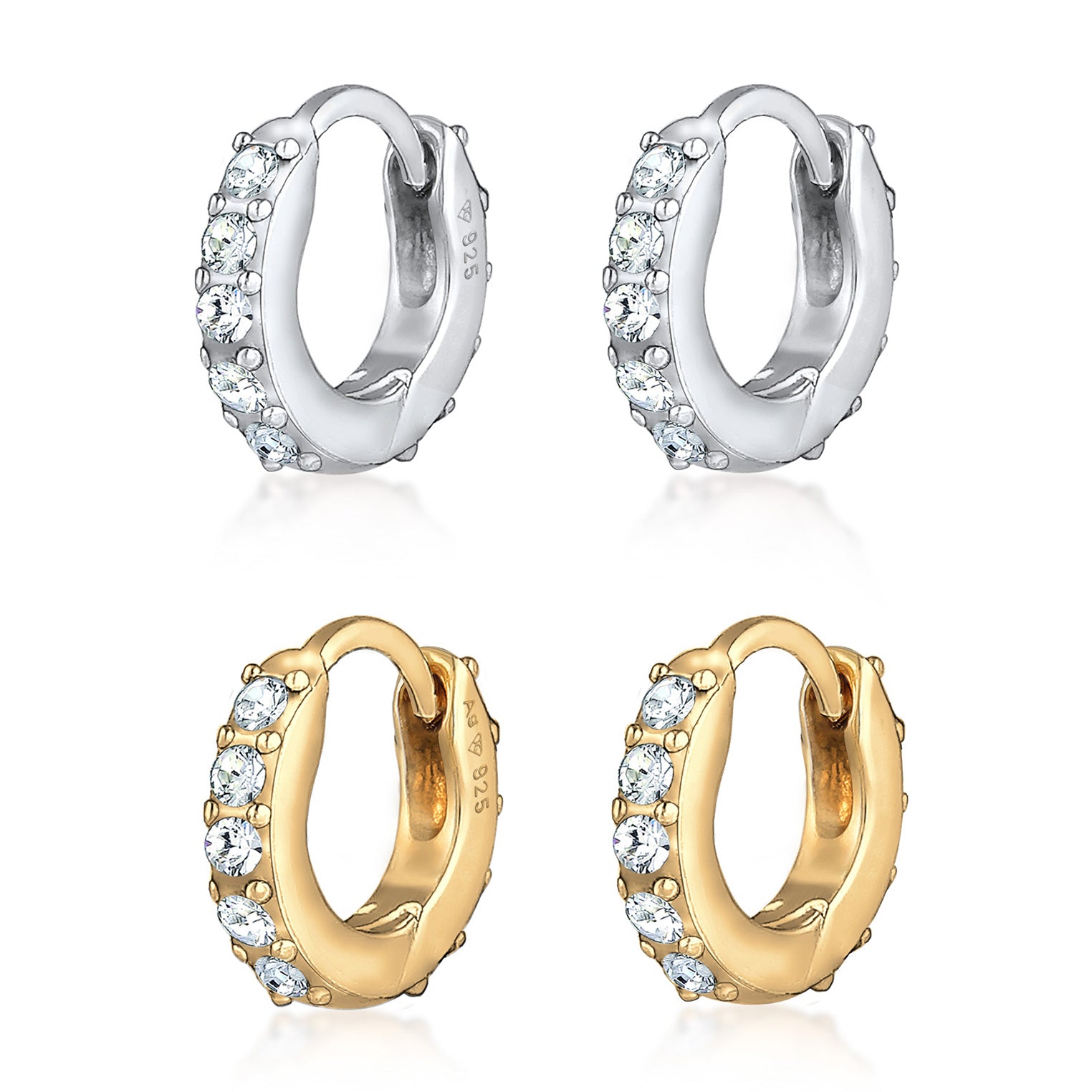 Silber - Elli | Ohrringset | Mit Kristallen von Swarovski® (Weiß) | 925 Sterling Silber vergoldet