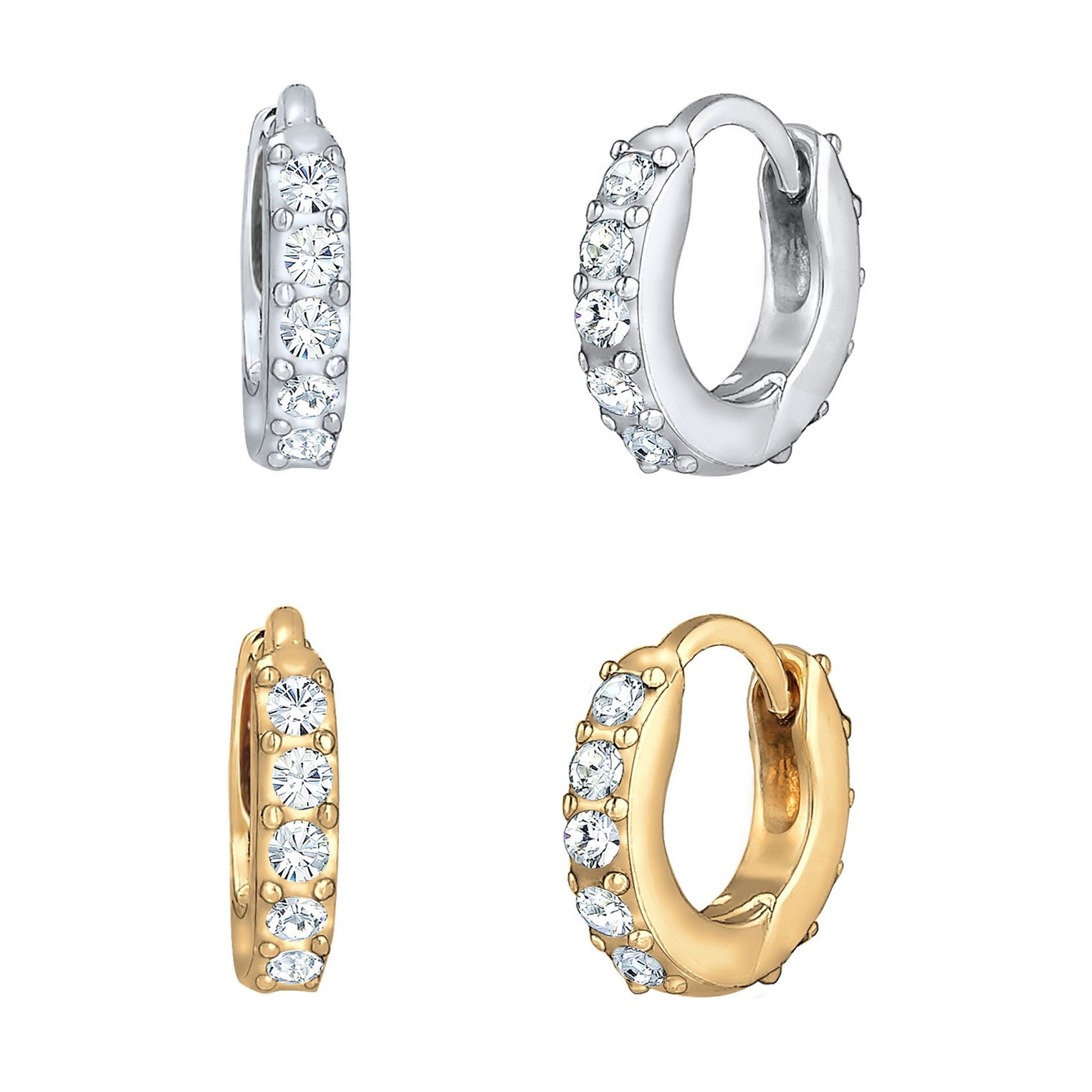 Silber - Elli | Ohrringset | Mit Kristallen von Swarovski® (Weiß) | 925 Sterling Silber vergoldet