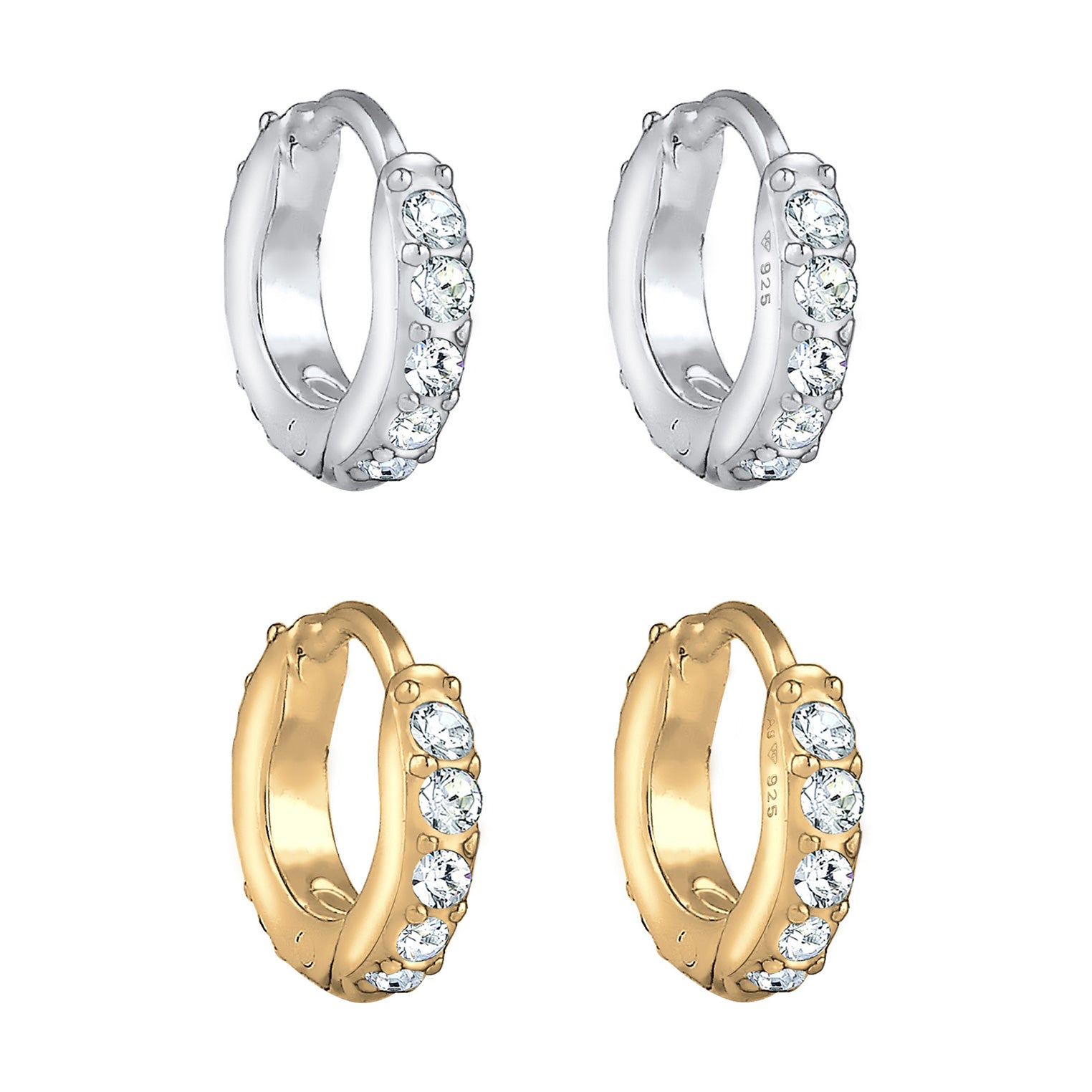 Silber - Elli | Ohrringset | Mit Kristallen von Swarovski® (Weiß) | 925 Sterling Silber vergoldet