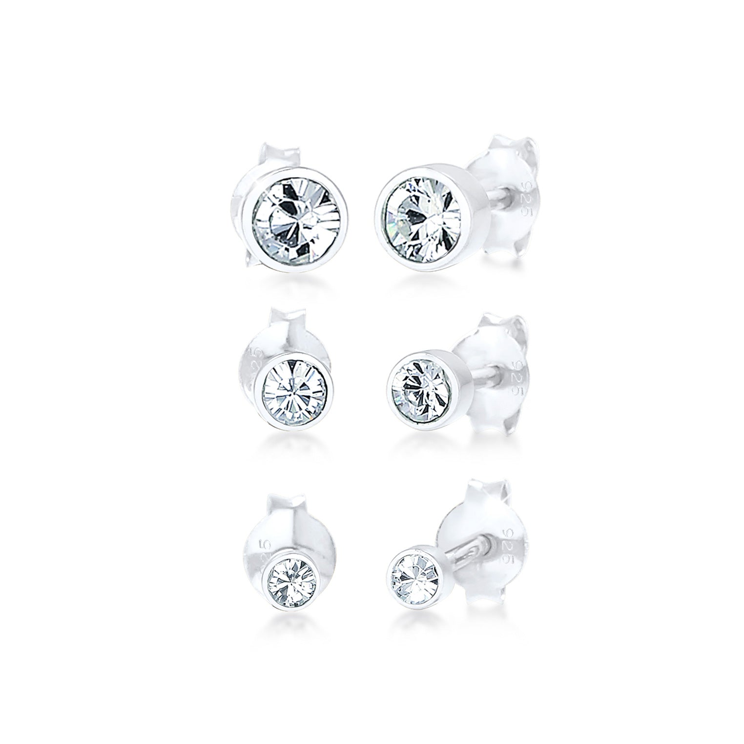 Silber - Elli | Ohrstecker | Kristall ( Weiß ) | 925er Sterling Silber