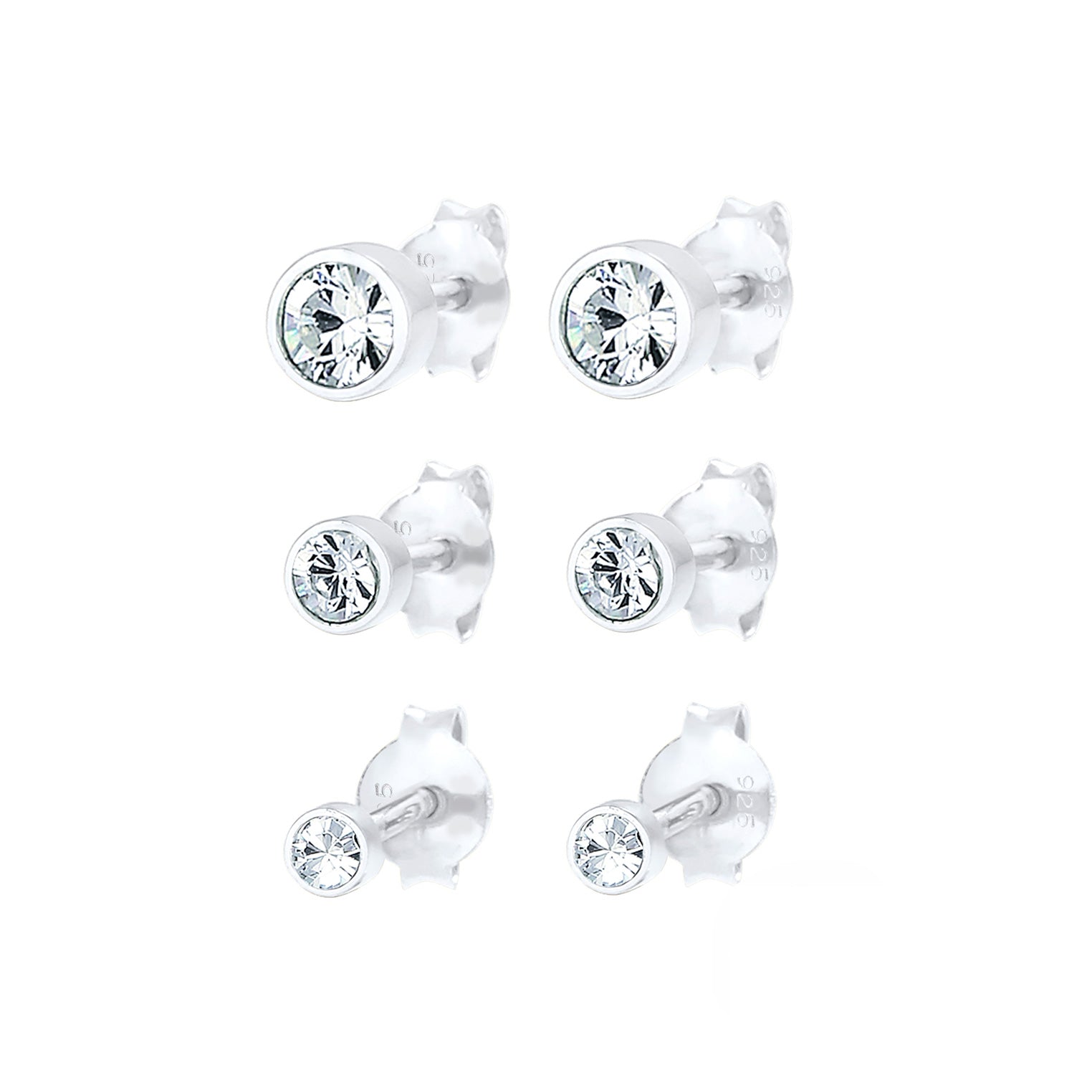Silber - Elli | Ohrstecker | Kristall ( Weiß ) | 925er Sterling Silber