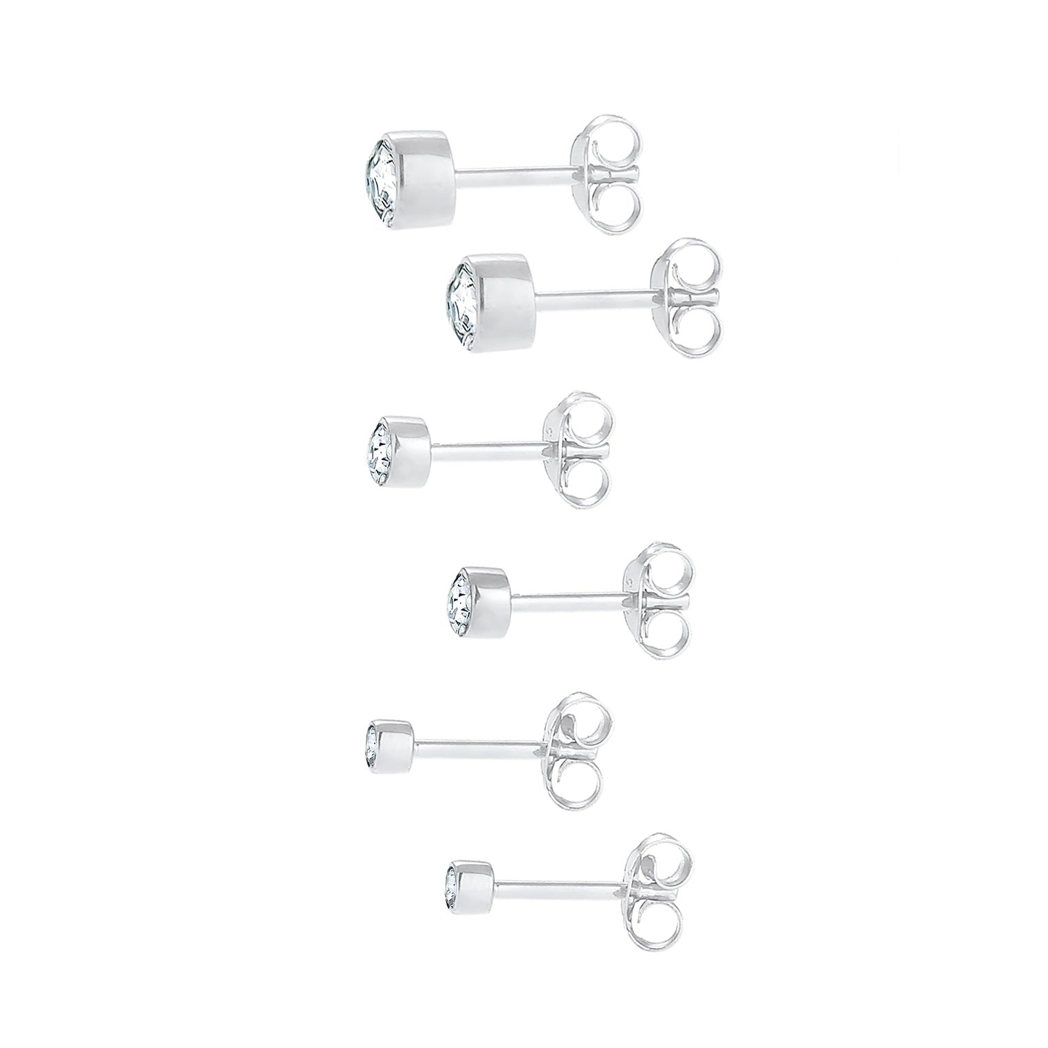 Silber - Elli | Ohrstecker | Kristall ( Weiß ) | 925er Sterling Silber