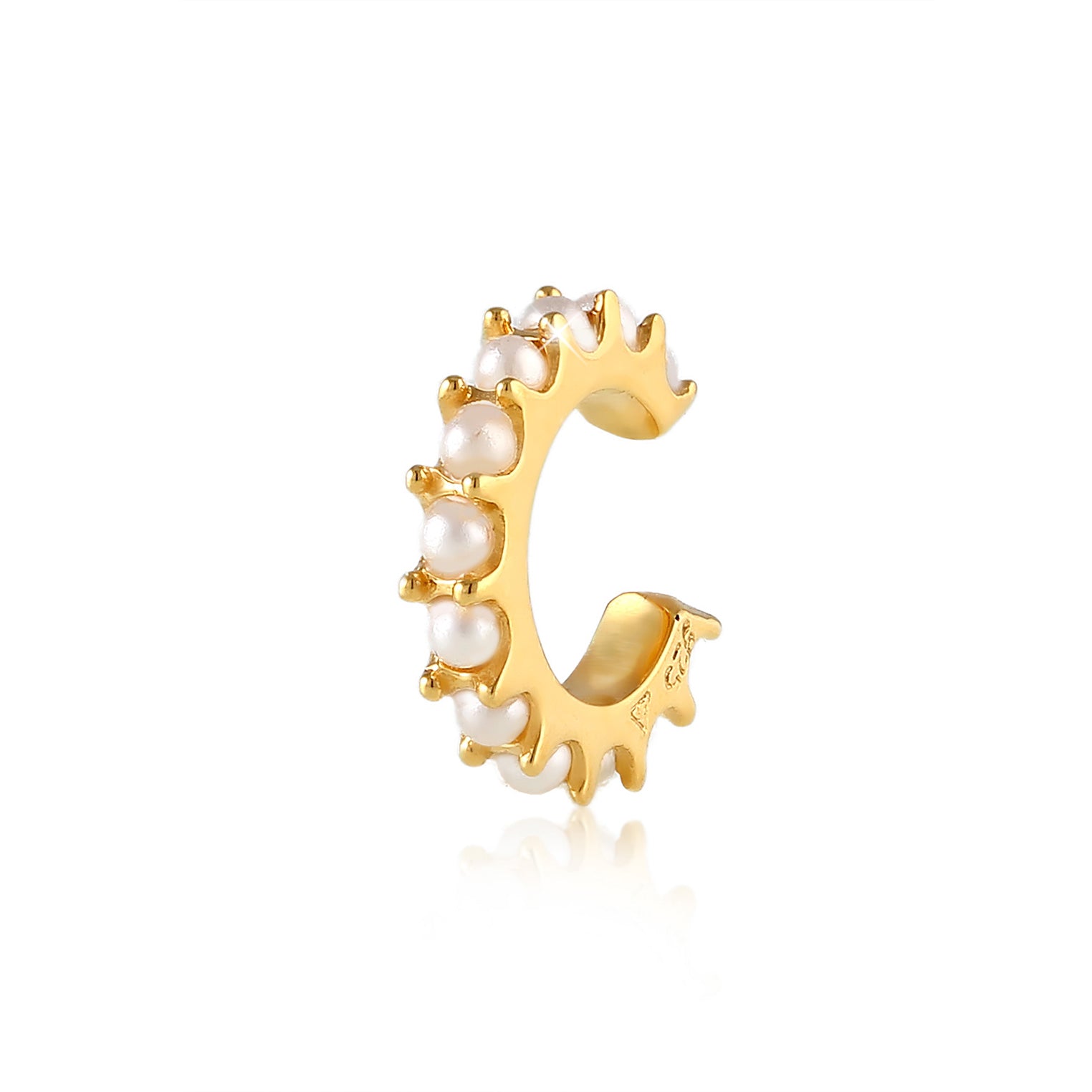 Gold - Elli | Singel Earcuff | Perle | 925 Silber vergoldet