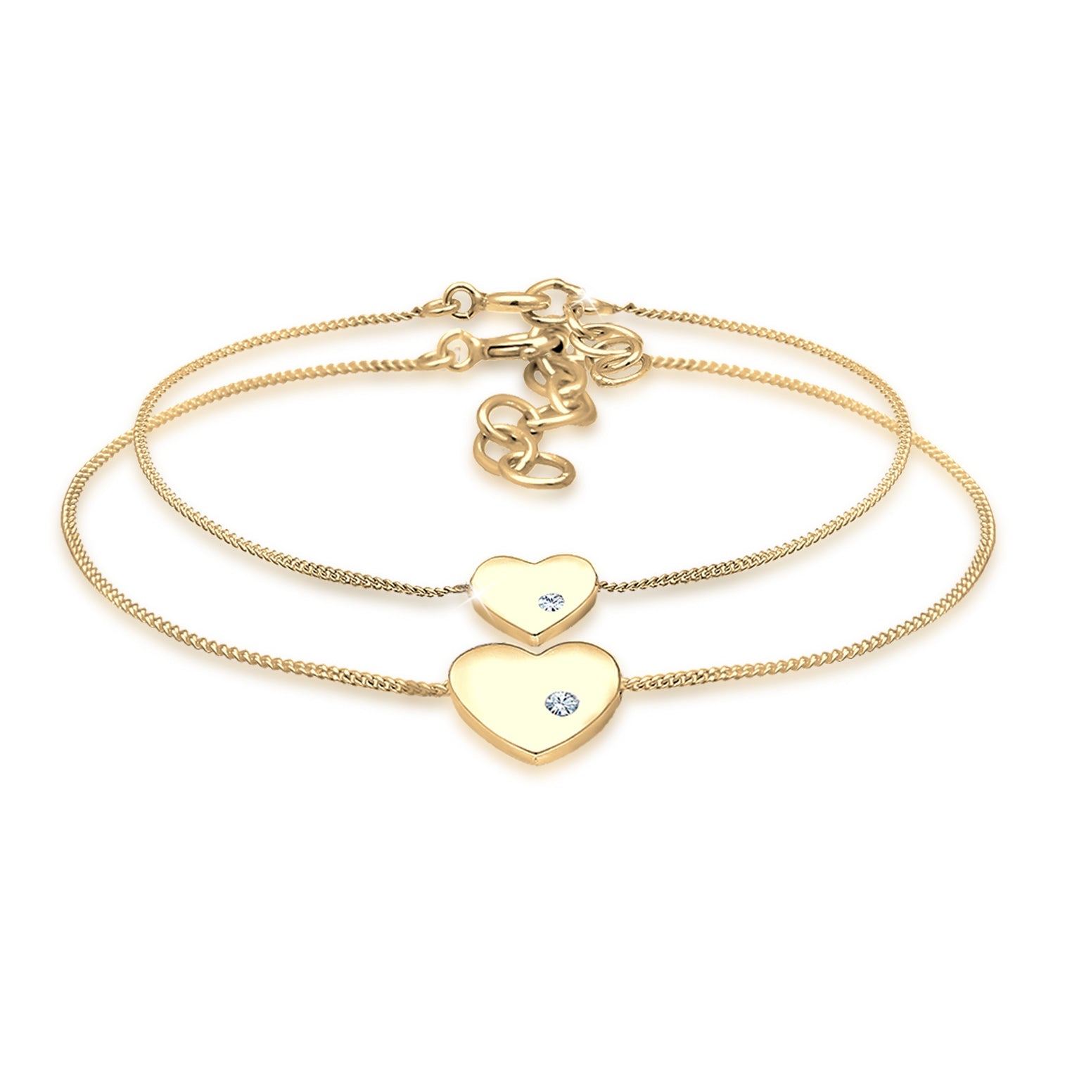 Gold - Elli | Mutter-Kind-Armbandset | Mit Kristallen von Swarovski® (Weiß) | 925 Sterling Silber vergoldet