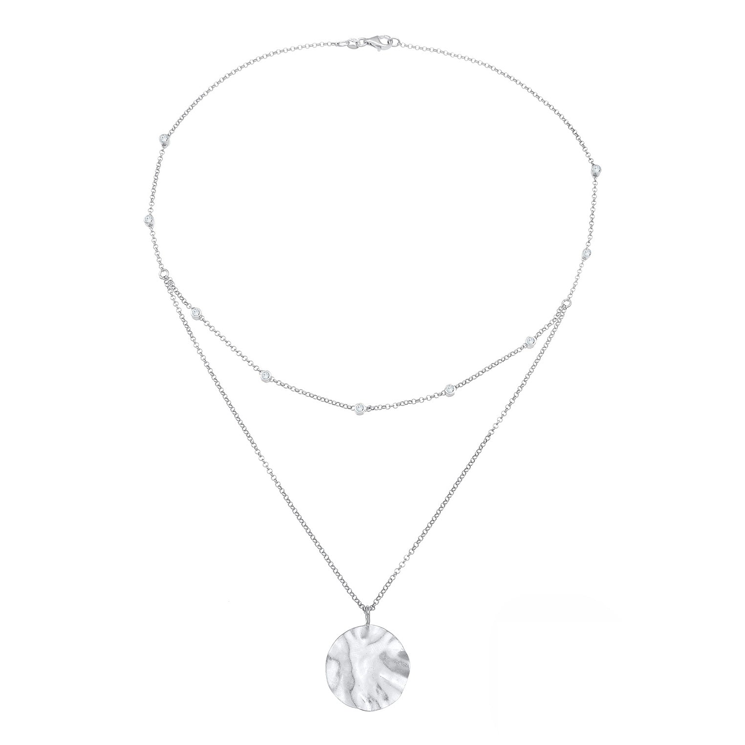 Silber - Elli | Layer-Halskette | Kristall (Weiß) | 925er Sterling Silber