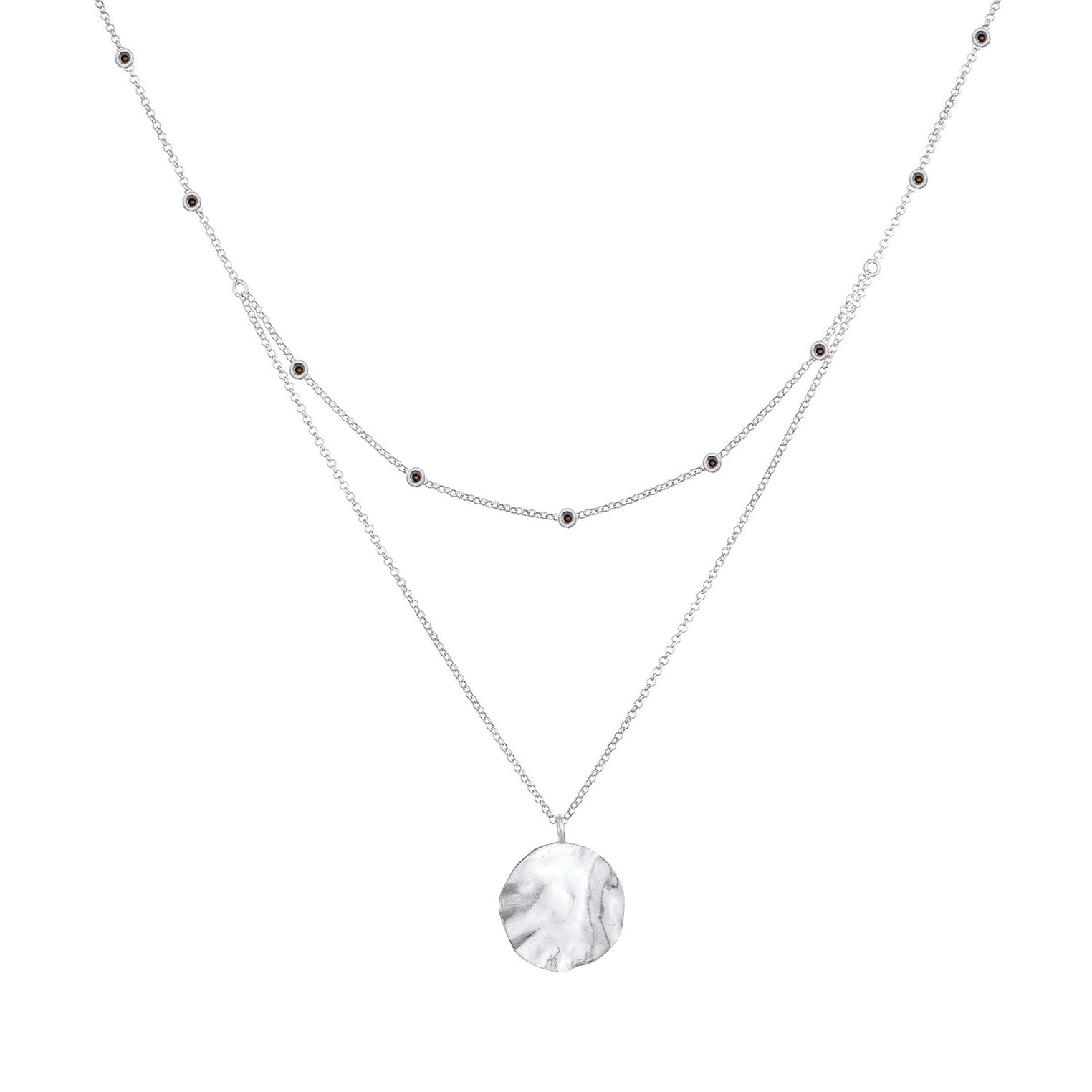 Silber - Elli | Layer-Halskette | Kristall (Weiß) | 925er Sterling Silber