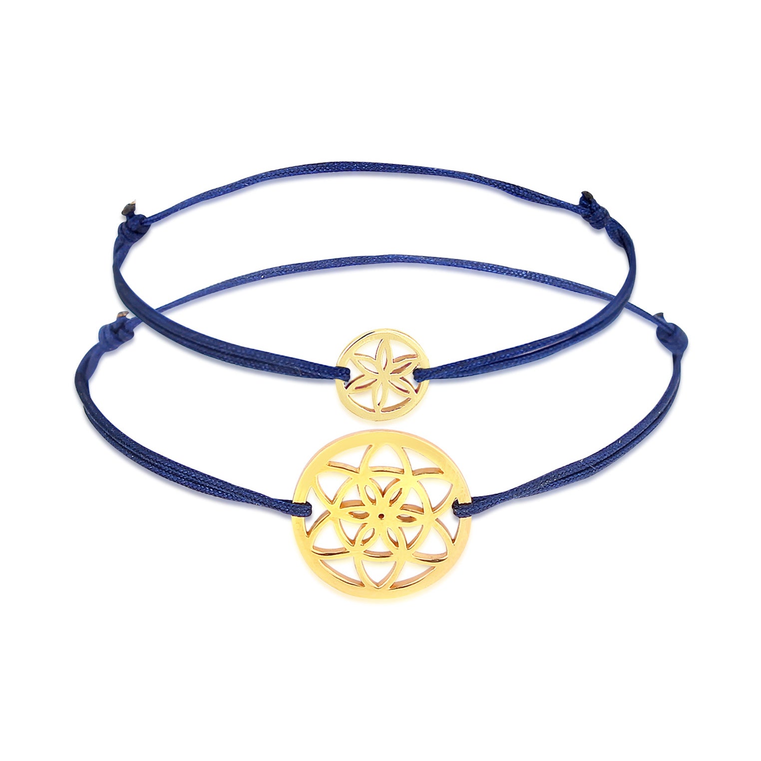 Gold - Elli | Mutter-Kind-Armbandset Lebensblume | 925 Sterling Silber vergoldet