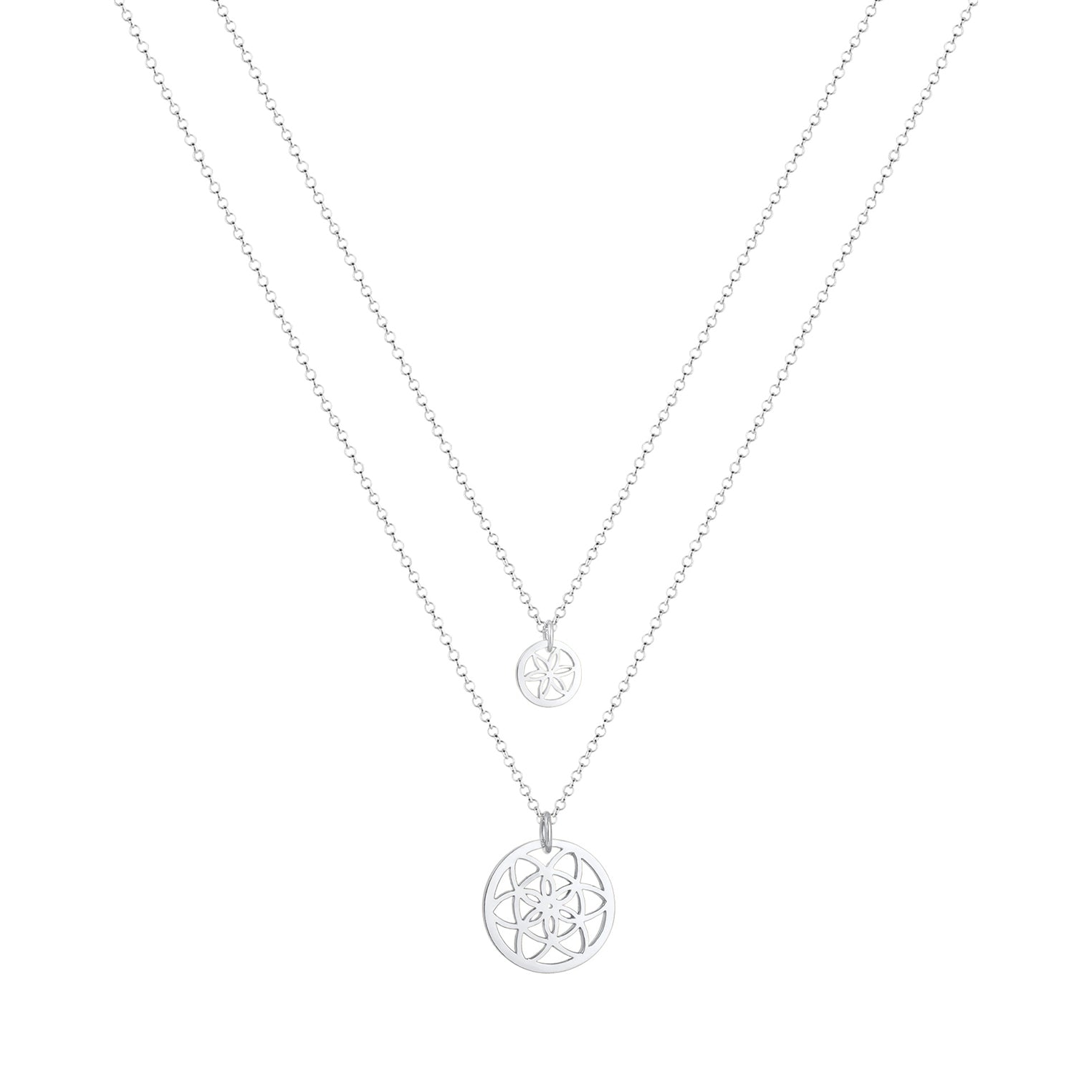 Silber - Elli | Mutter-Kind-Kettenset Lebensblume | 925er Sterling Silber