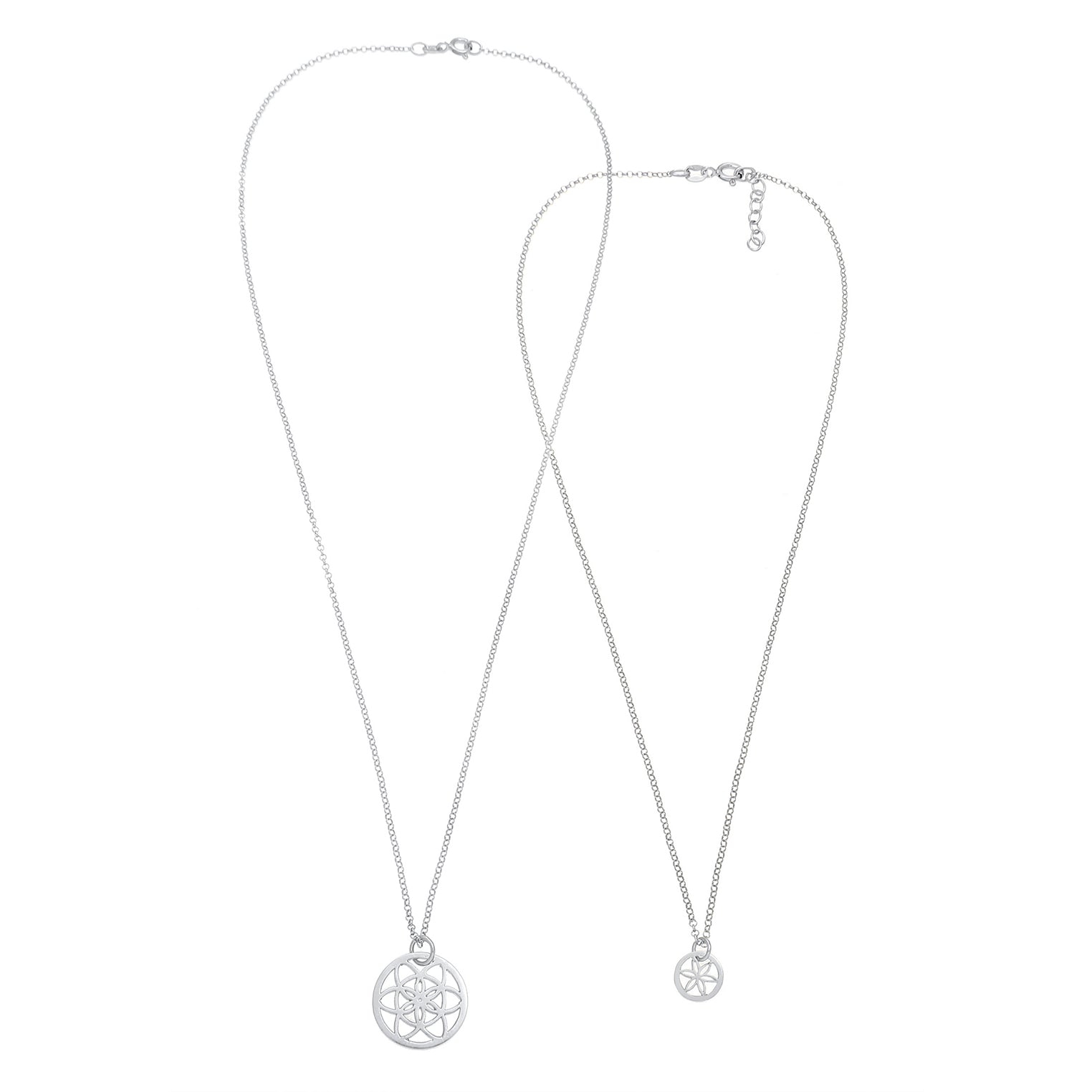 Silber - Elli | Mutter-Kind-Kettenset Lebensblume | 925er Sterling Silber