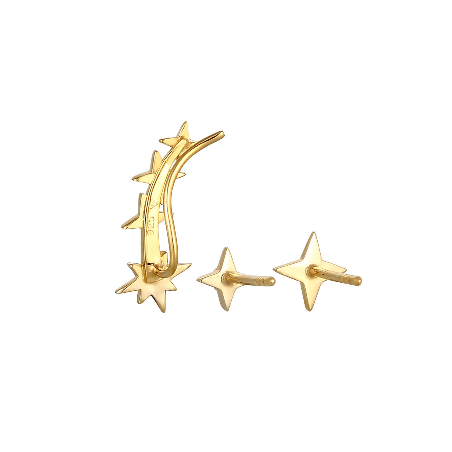 Gold - Elli | Ohrringset Astro | Mit Kristallen von Swarovski® (Weiß) | 925 Sterling Silber vergoldet