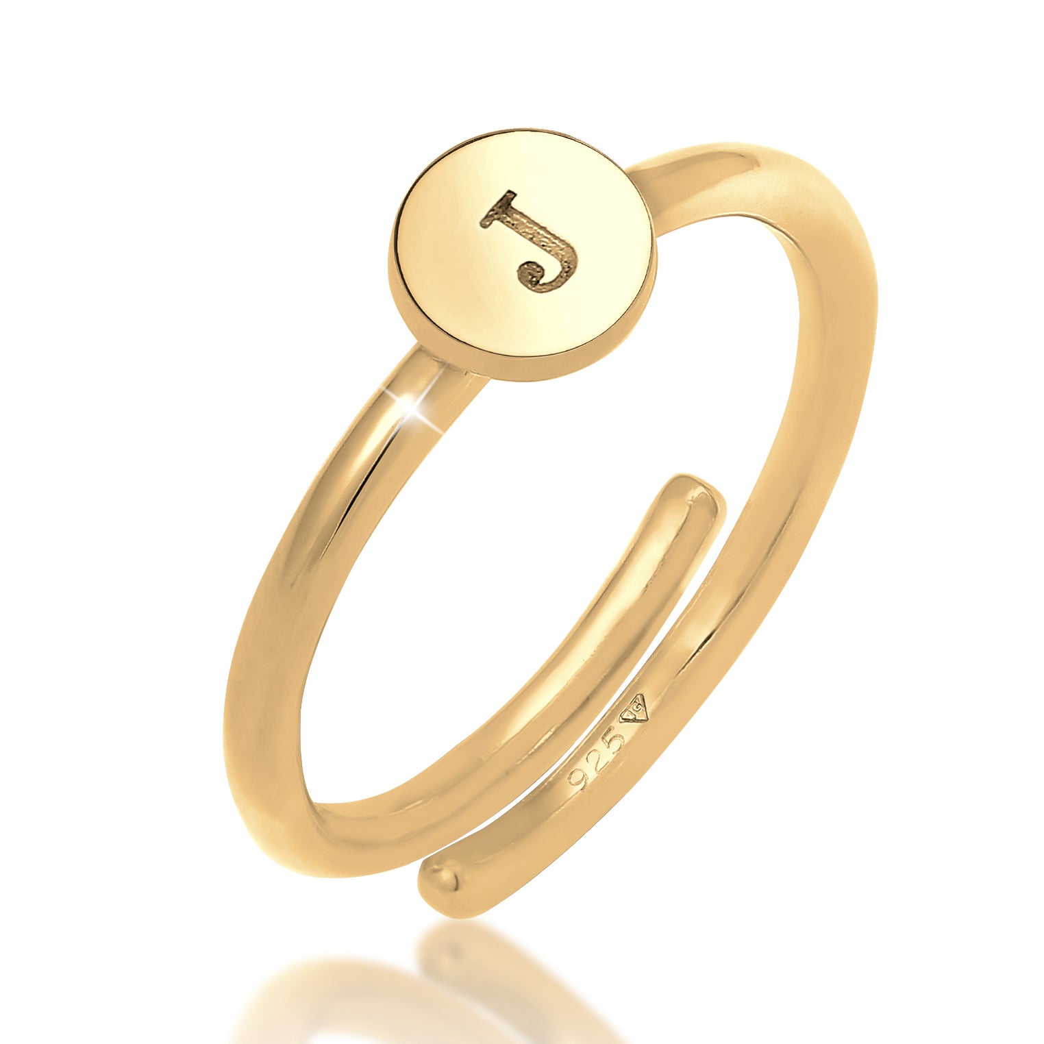 Gold - Elli | Ring Buchstabe | 925 Sterling Silber vergoldet