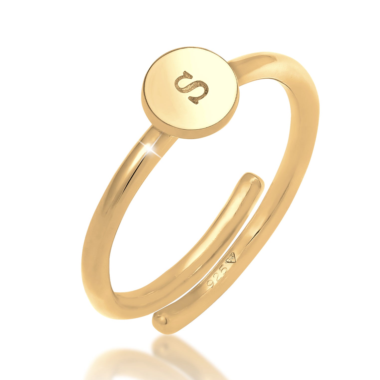Gold - Elli | Ring Buchstabe | 925 Sterling Silber vergoldet
