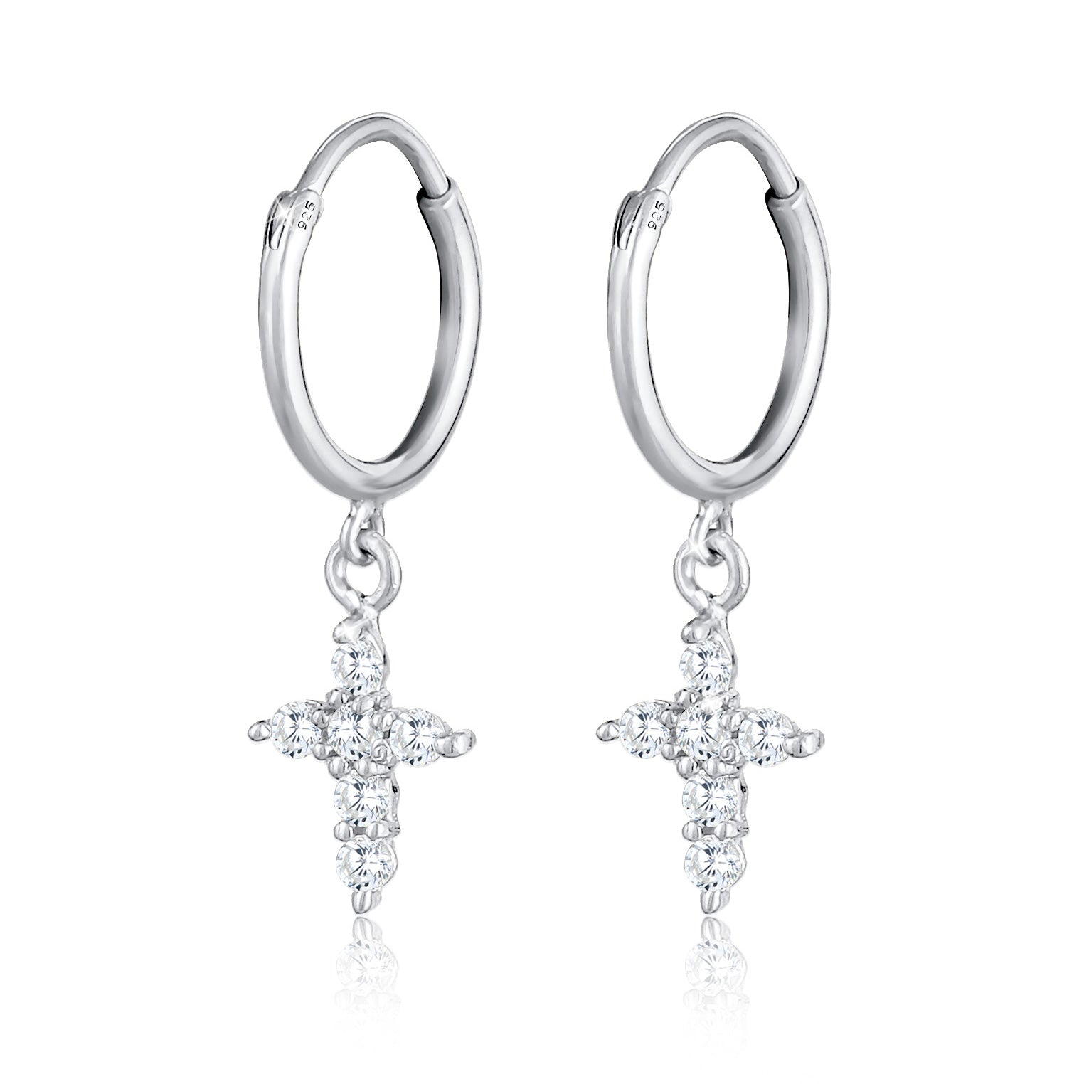 Silber - Elli | Creole | Zirkonia ( Weiß ) | 925er Sterling Silber