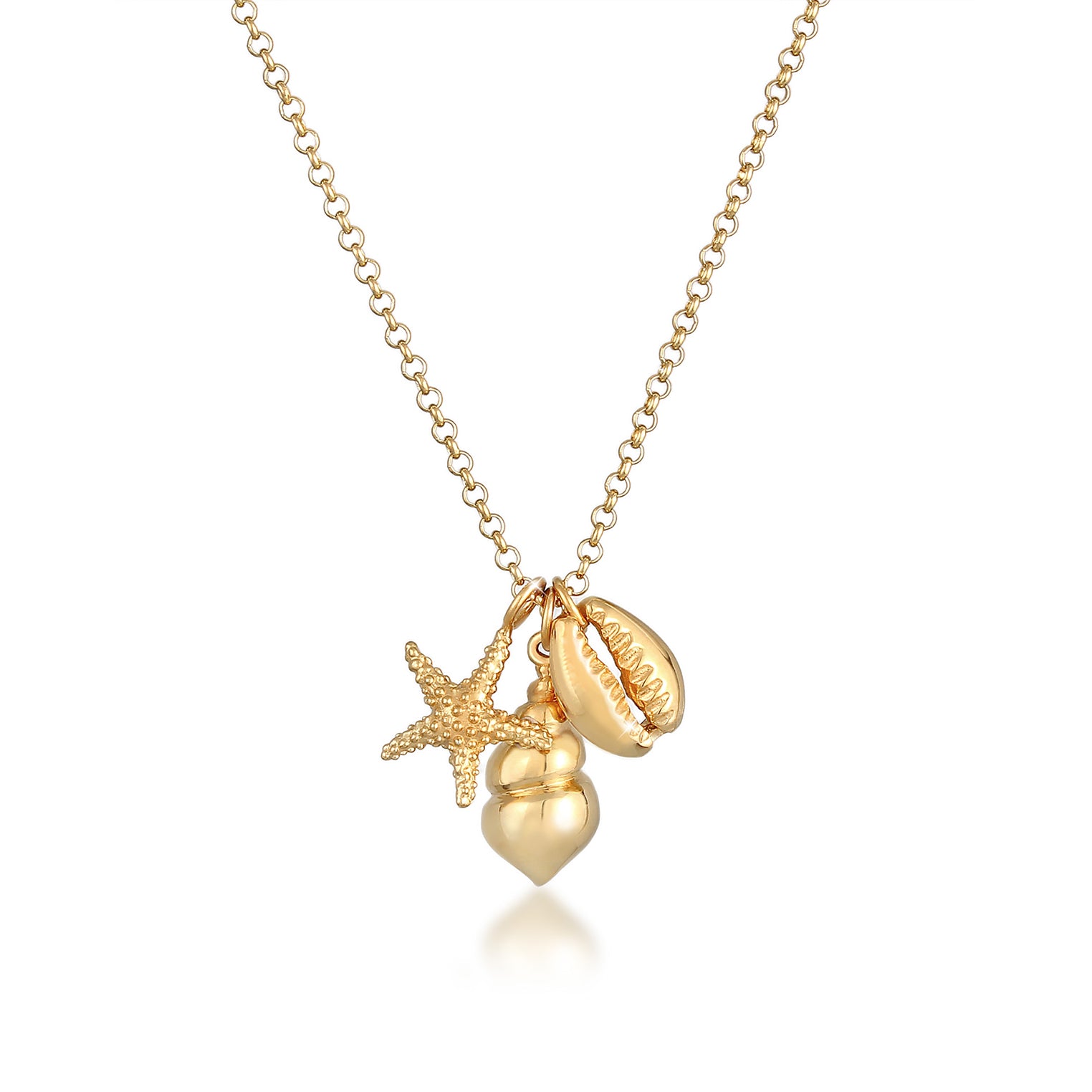 Gold - Elli | Halskette Muschel Seestern | 925 Sterling Silber vergoldet