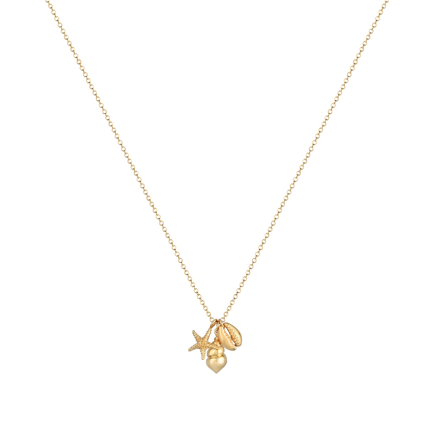 Gold - Elli | Halskette Muschel Seestern | 925 Sterling Silber vergoldet