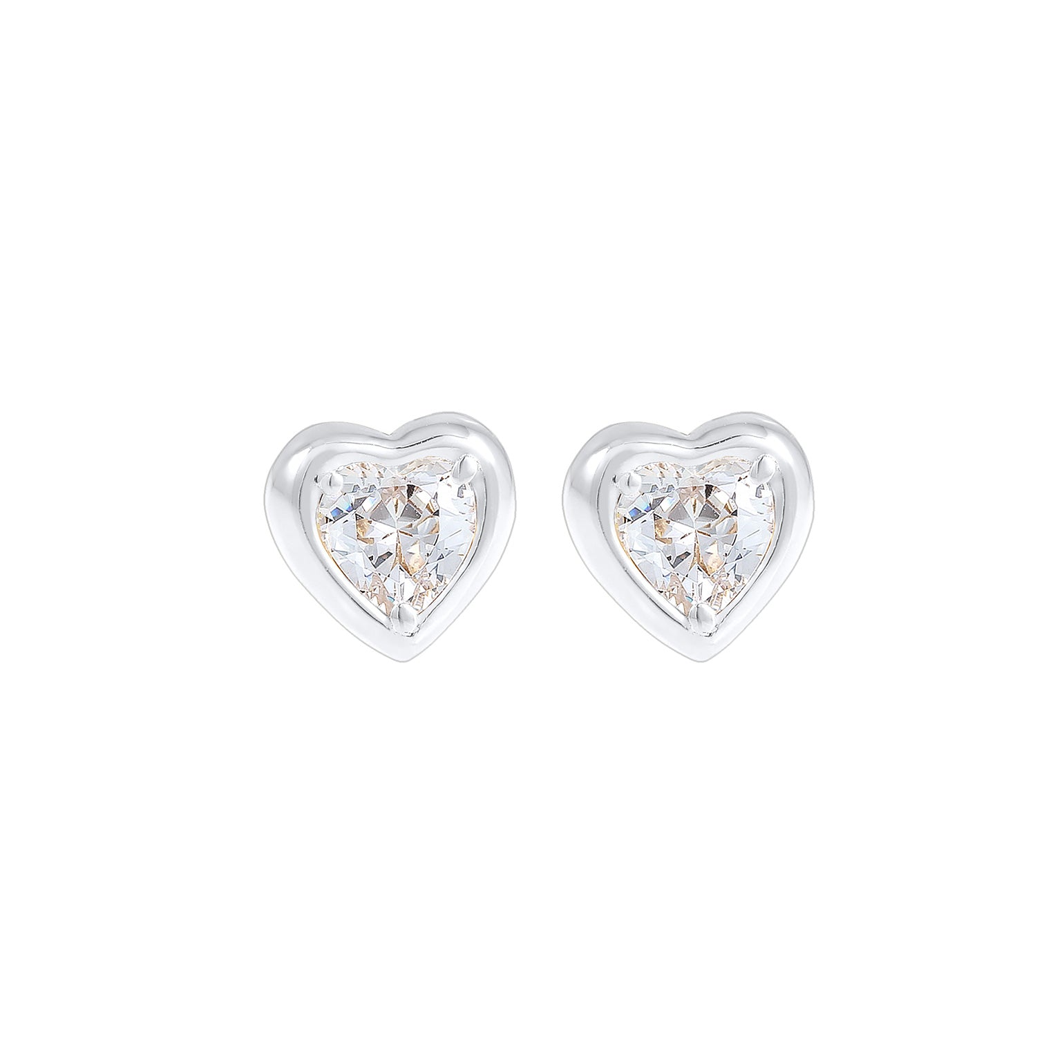 Silber - Elli | Ohrstecker Herz | Zirkonia ( Weiß ) | 925er Sterling Silber