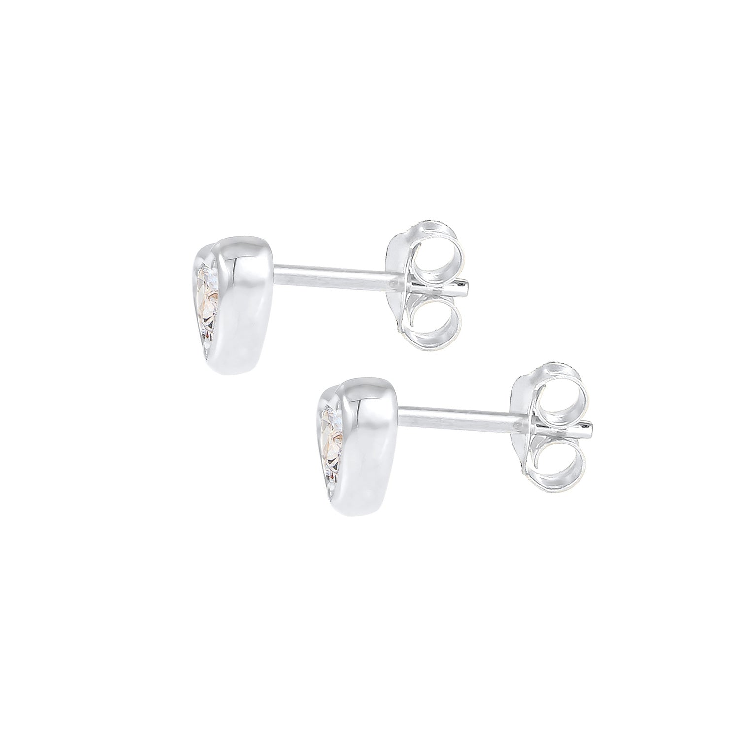 Silber - Elli | Ohrstecker Herz | Zirkonia ( Weiß ) | 925er Sterling Silber