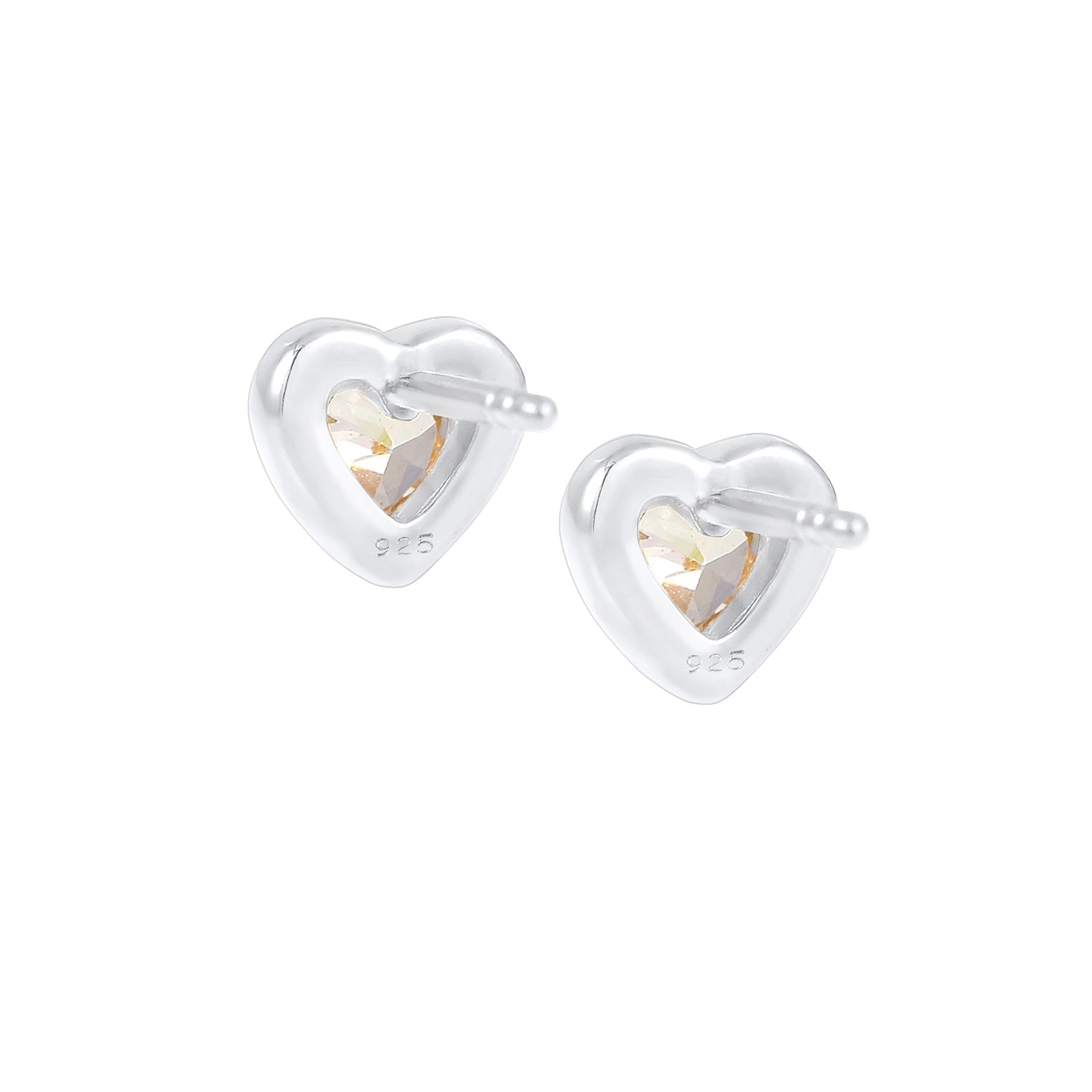 Silber - Elli | Ohrstecker Herz | Zirkonia ( Weiß ) | 925er Sterling Silber