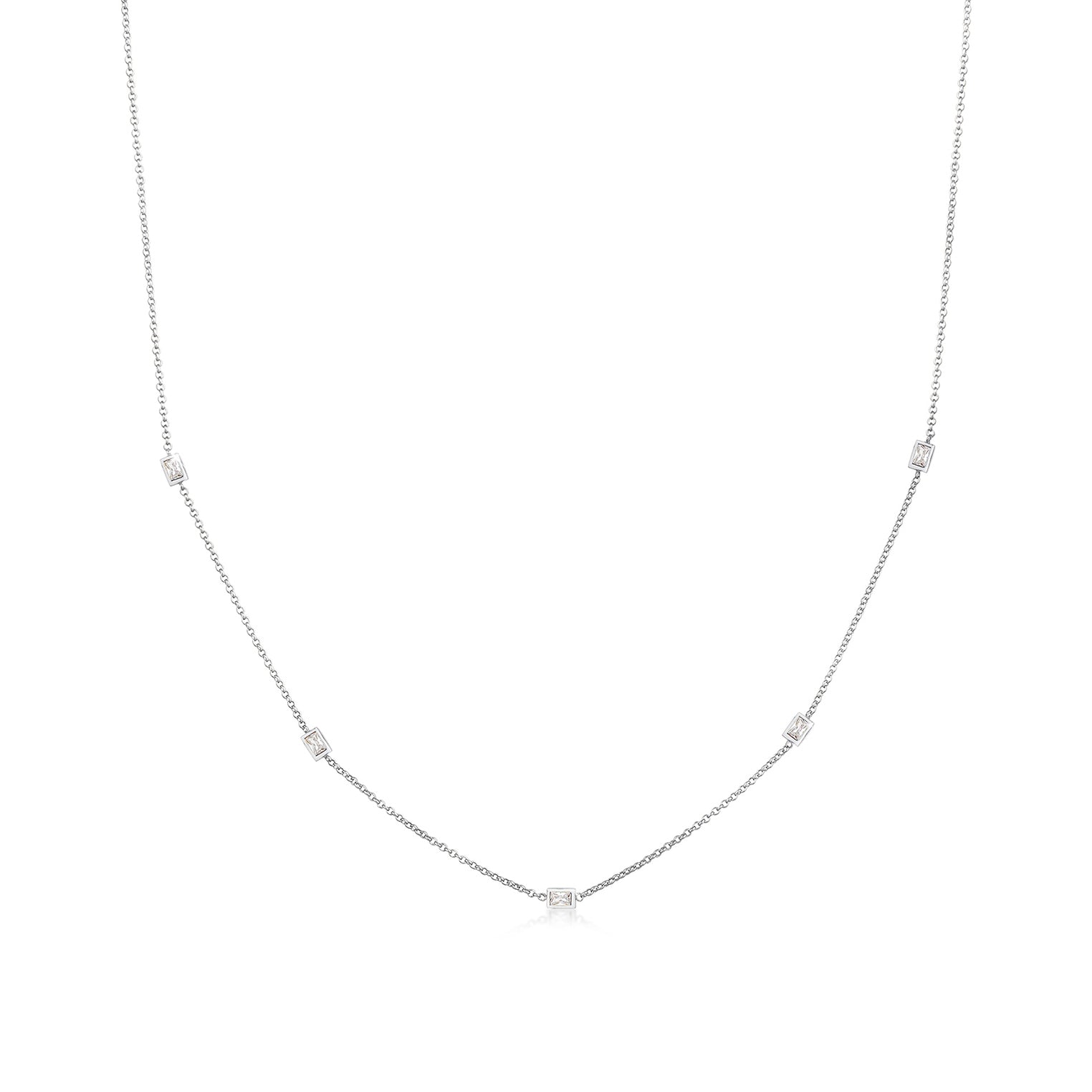 Silber - Elli | Halskette Basic | Zirkonia (Weiß) | 925er Sterling Silber