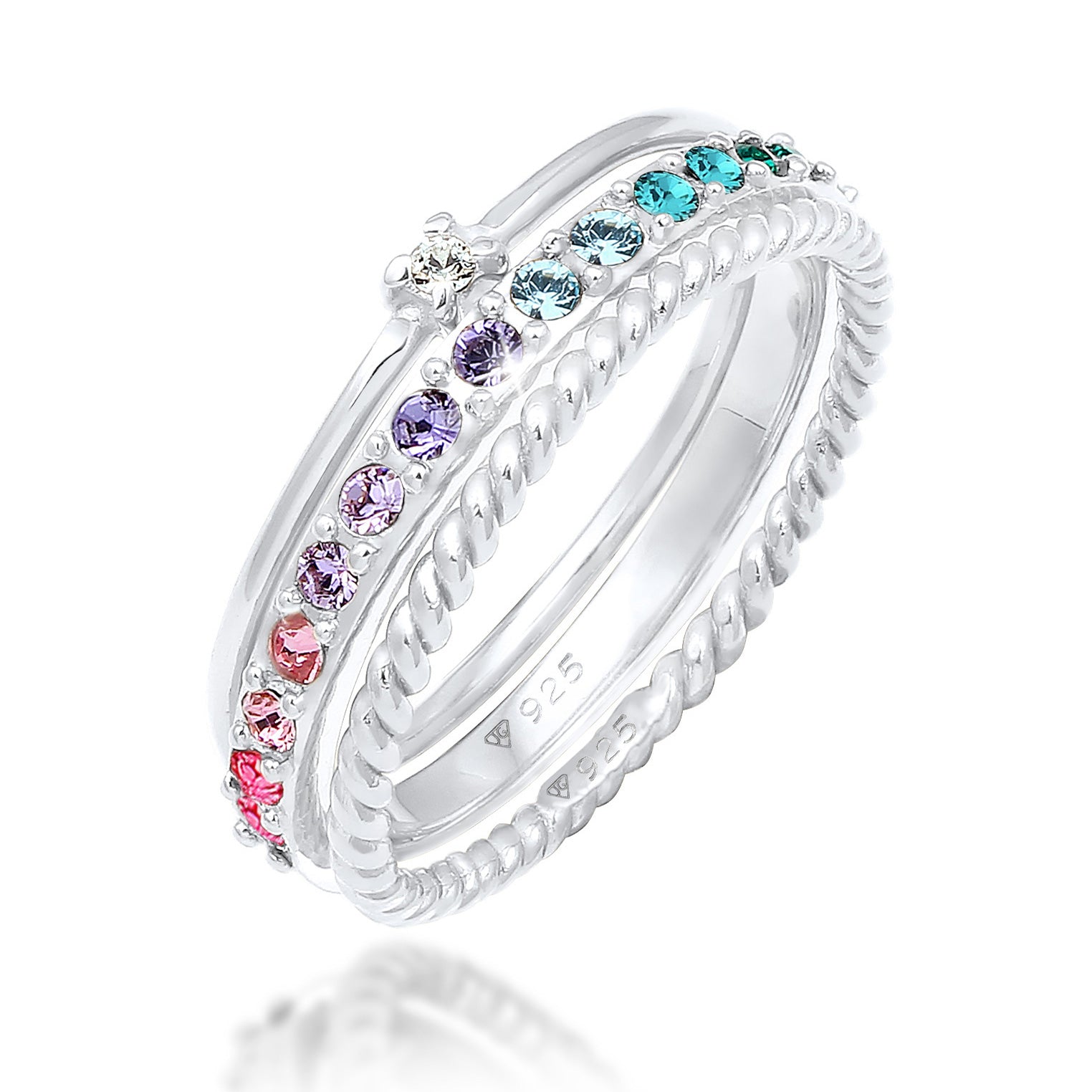 Silber - Elli | Ring | Kristall (bunt) | 925er Sterling Silber