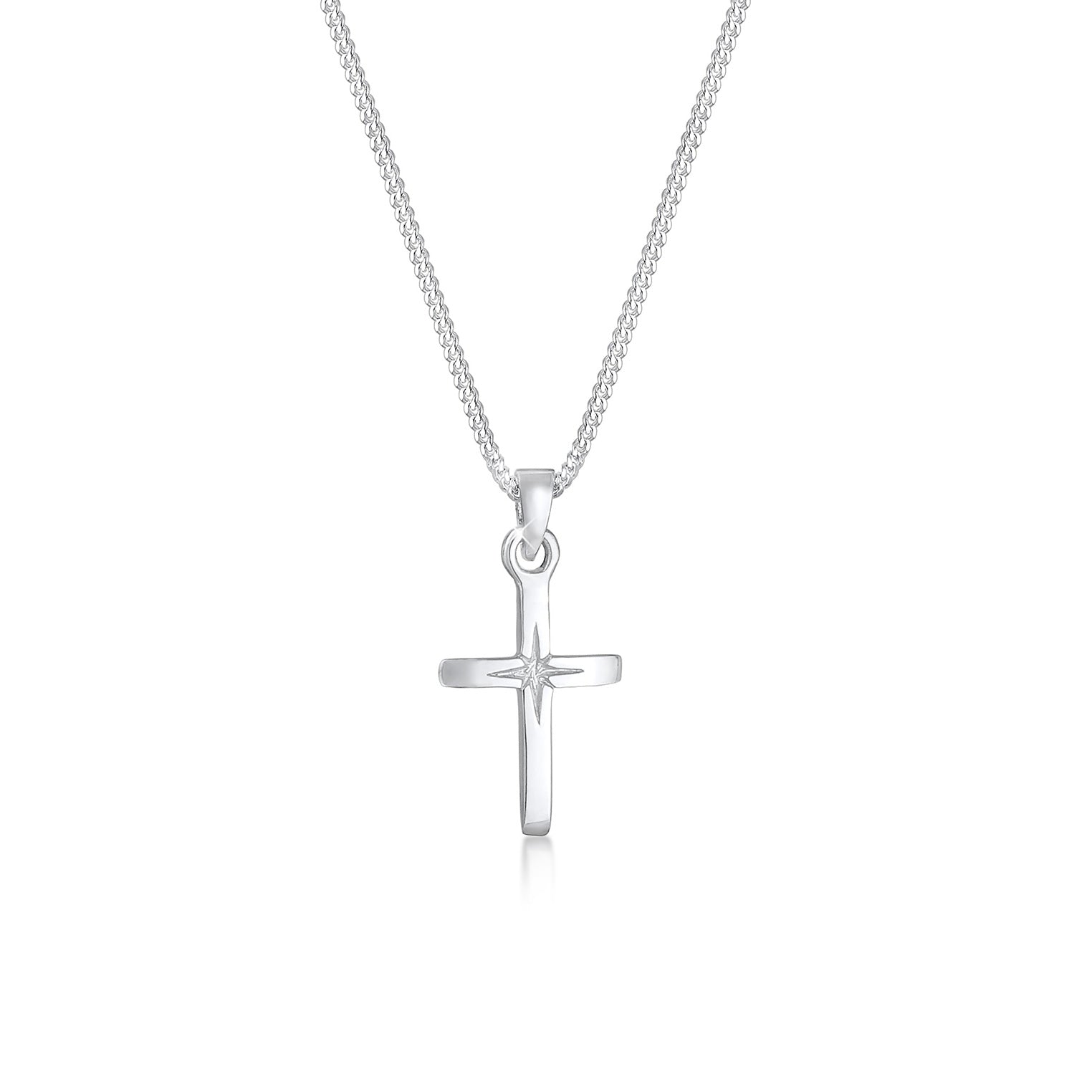 Silber - Elli | Halskette Kreuz Anhänger | 925er Sterling Silber