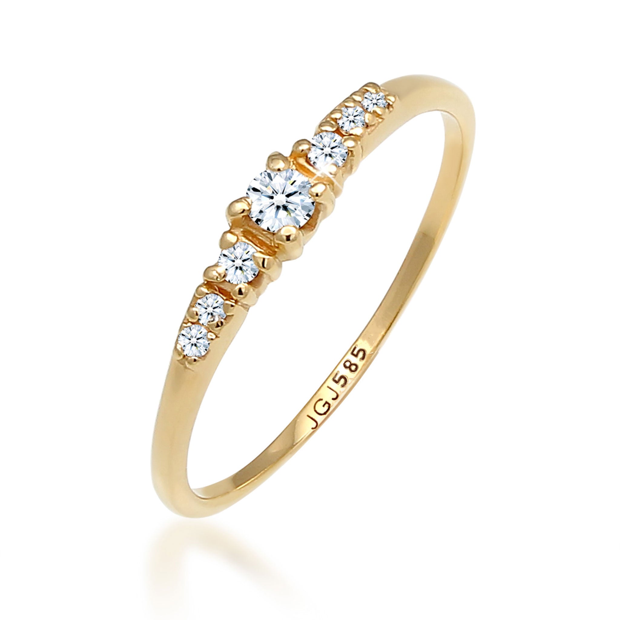 Gold - Elli DIAMONDS | Verlobungsring | Diamant ( Weiß, 0,11 ct ) | 585 Gelbgold