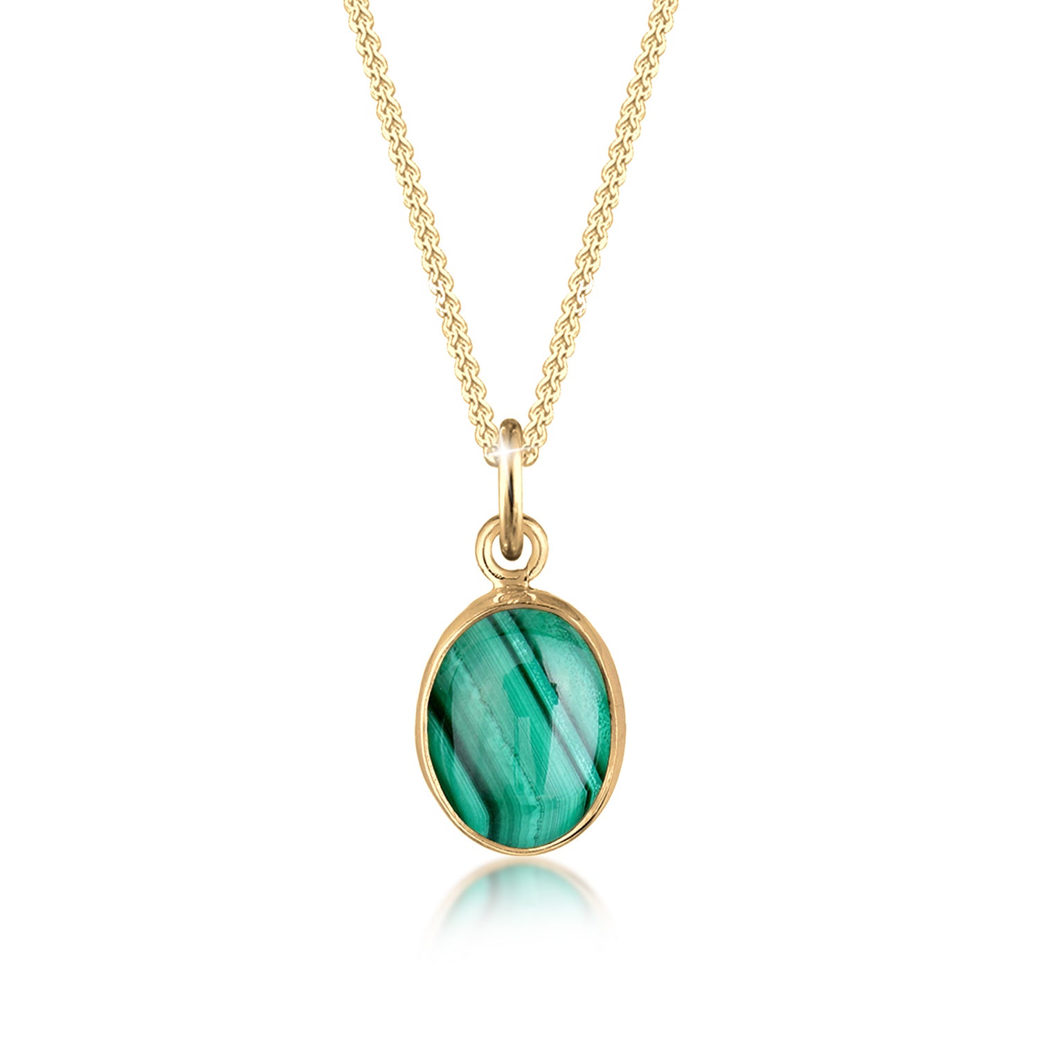 Gold - Elli | Halskette | Malachit (Grün) | 925 Sterling Silber vergoldet