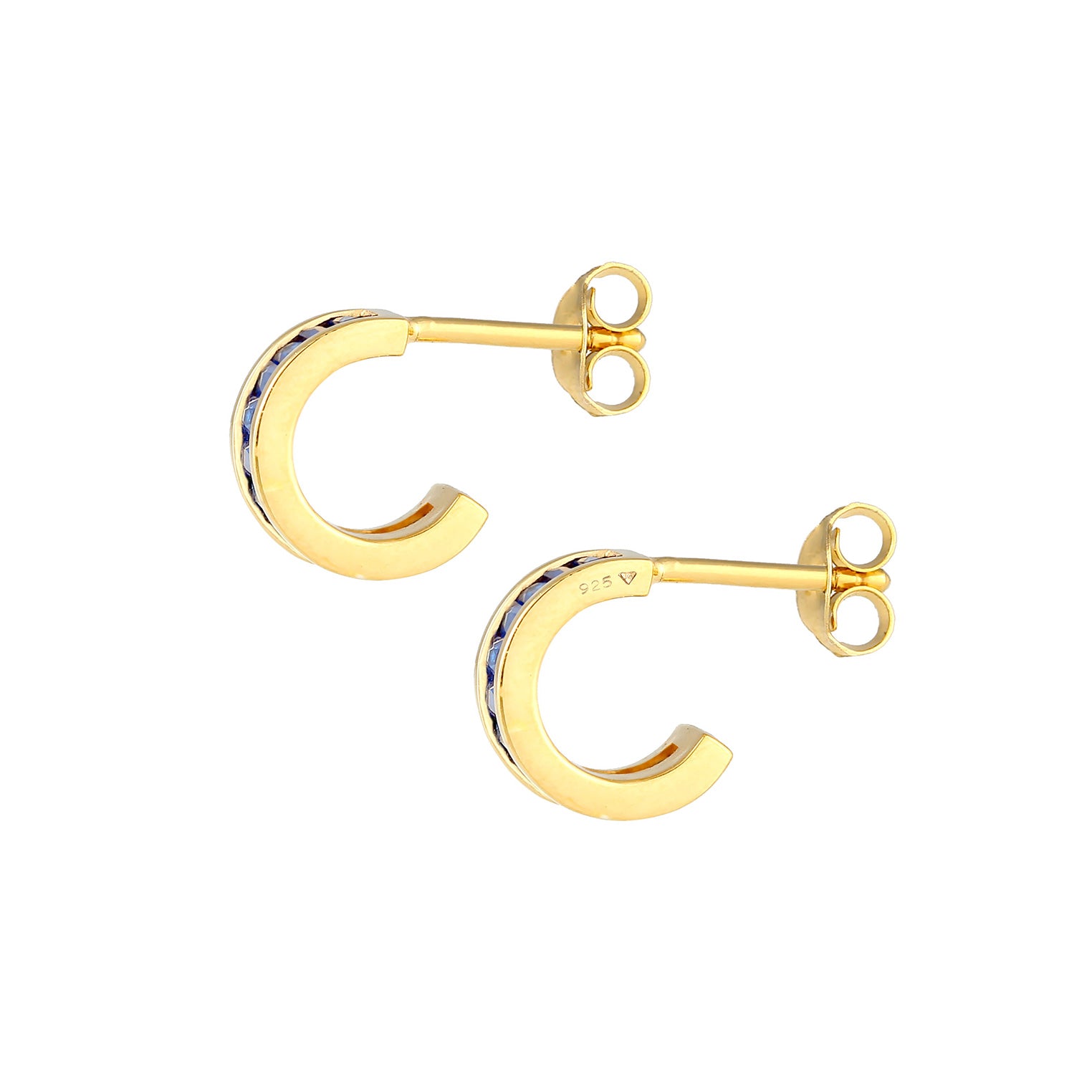 Blau - Elli PREMIUM | Creole | Saphir ( Blau ) | 925 Sterling Silber vergoldet