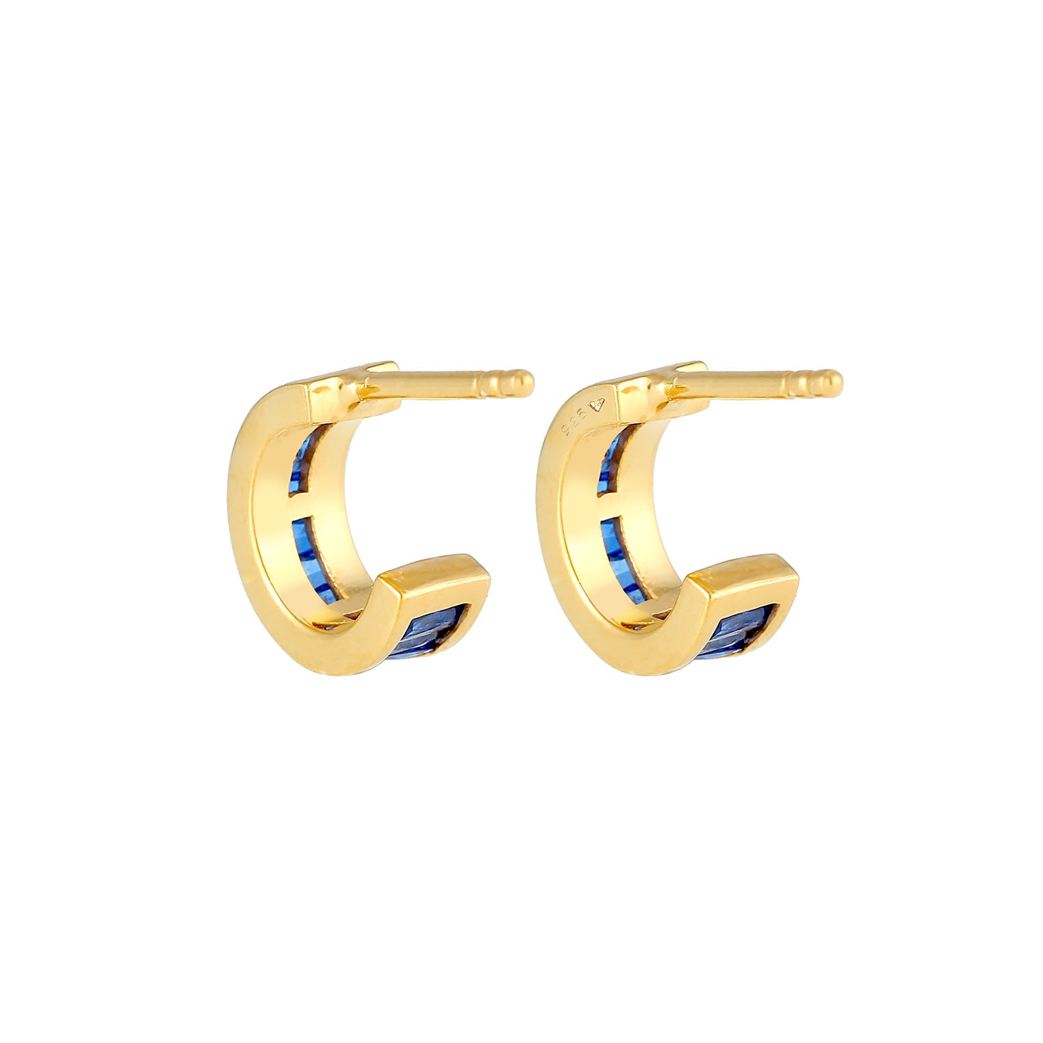 Blau - Elli PREMIUM | Creole | Saphir ( Blau ) | 925 Sterling Silber vergoldet