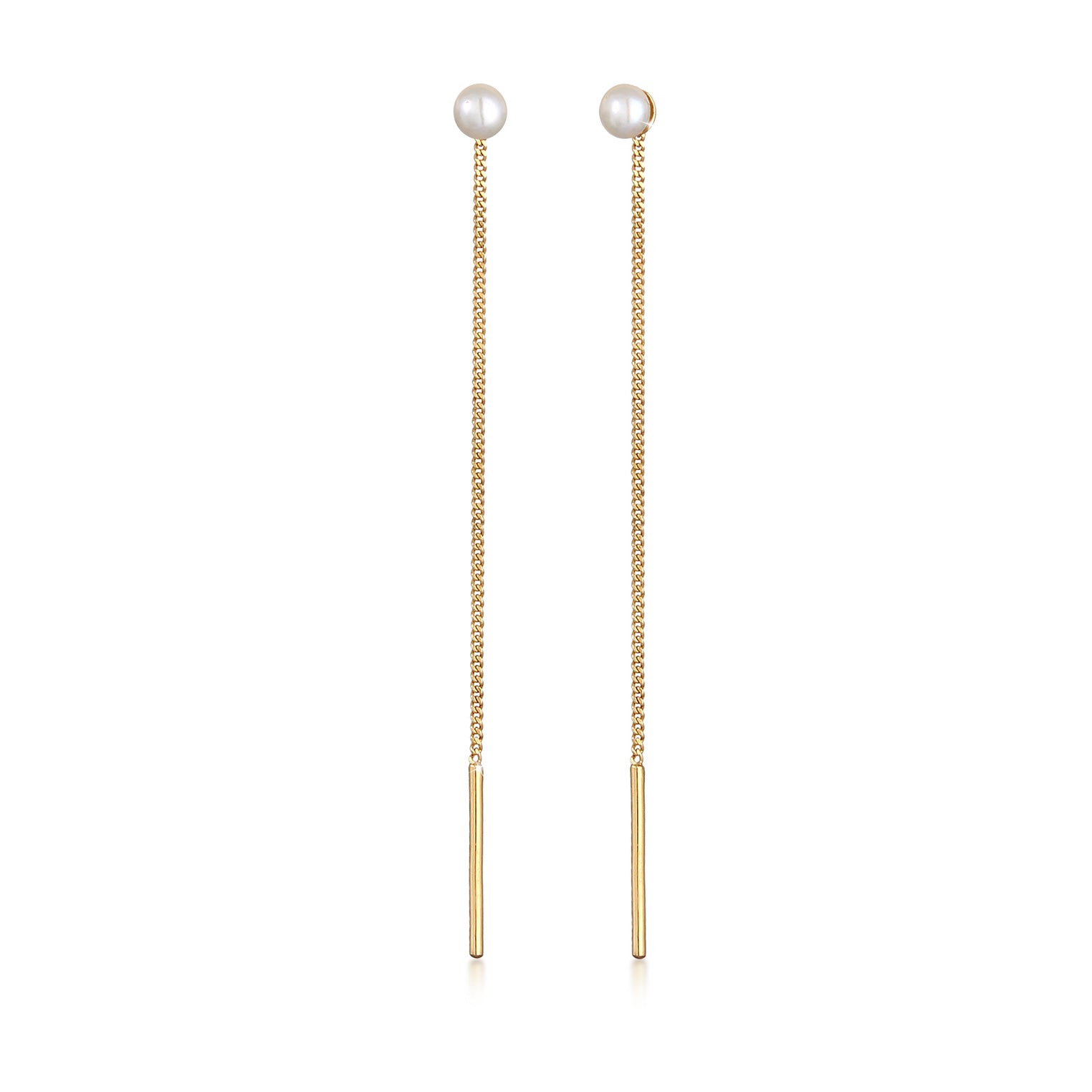 Gold - Elli | Ohrhänger Ear Chain | Süßwasserperle | 925 Sterling Silber vergoldet