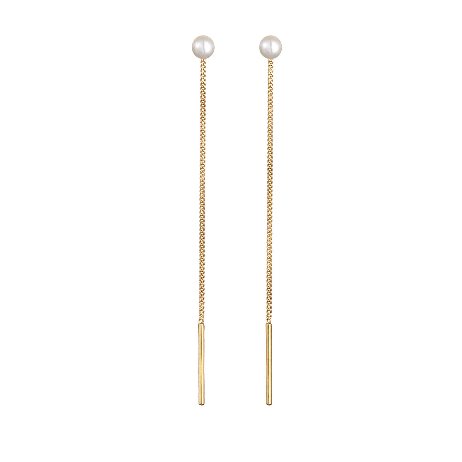 Gold - Elli | Ohrhänger Ear Chain | Süßwasserperle | 925 Sterling Silber vergoldet