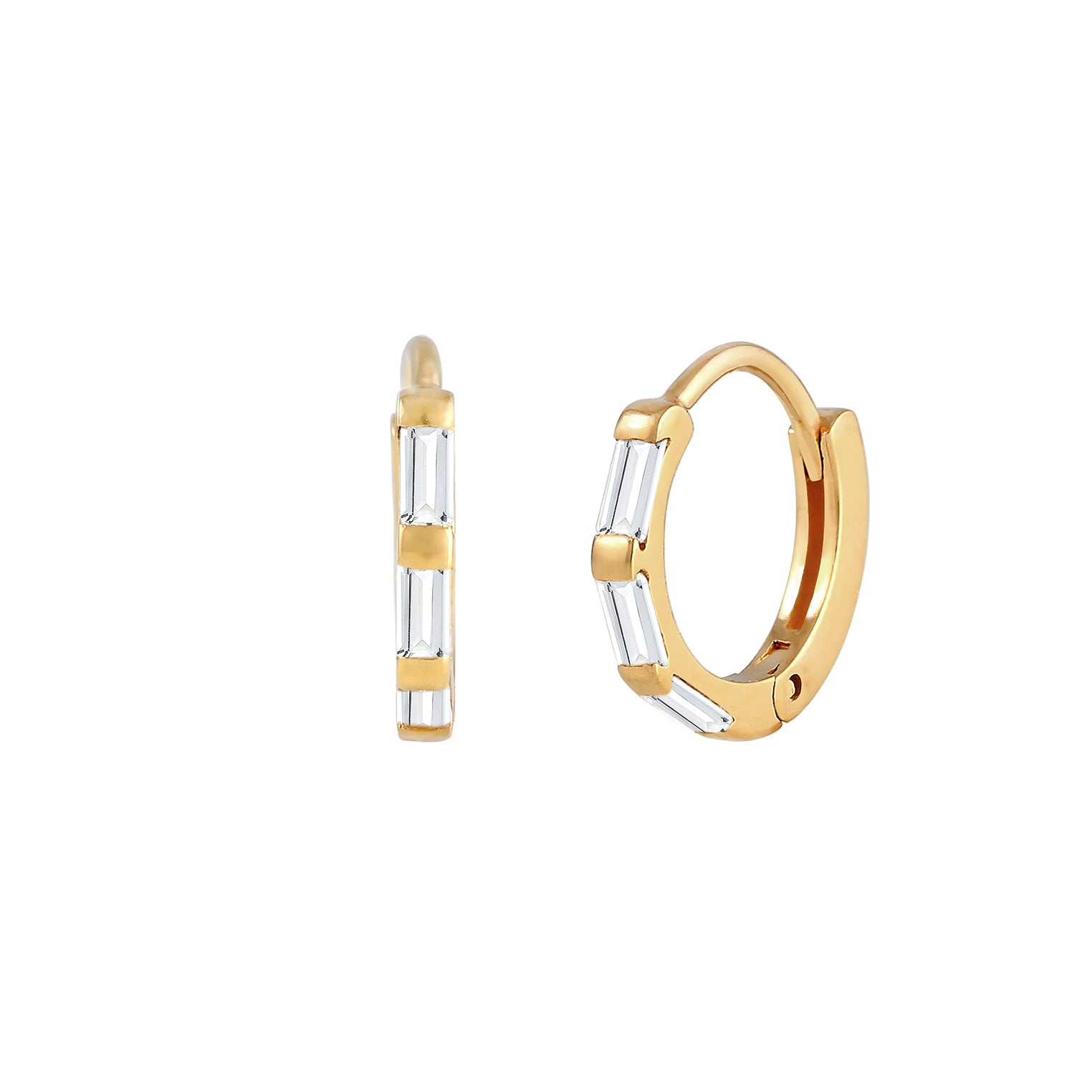 Gold - Elli PREMIUM | Creole | Topas ( Weiß ) | 925 Sterling Silber vergoldet